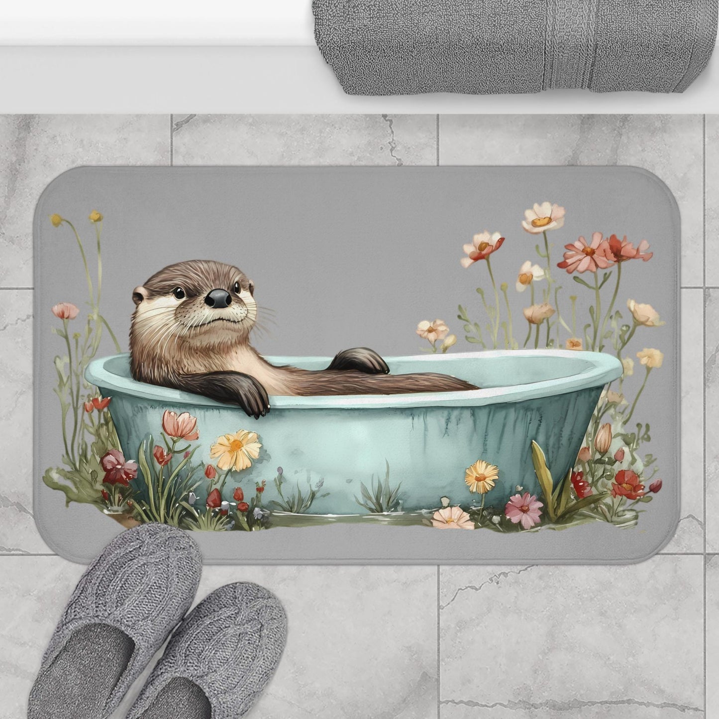 Otter Bath Mat – Funny Animal Bathroom Rug with Cute Design
