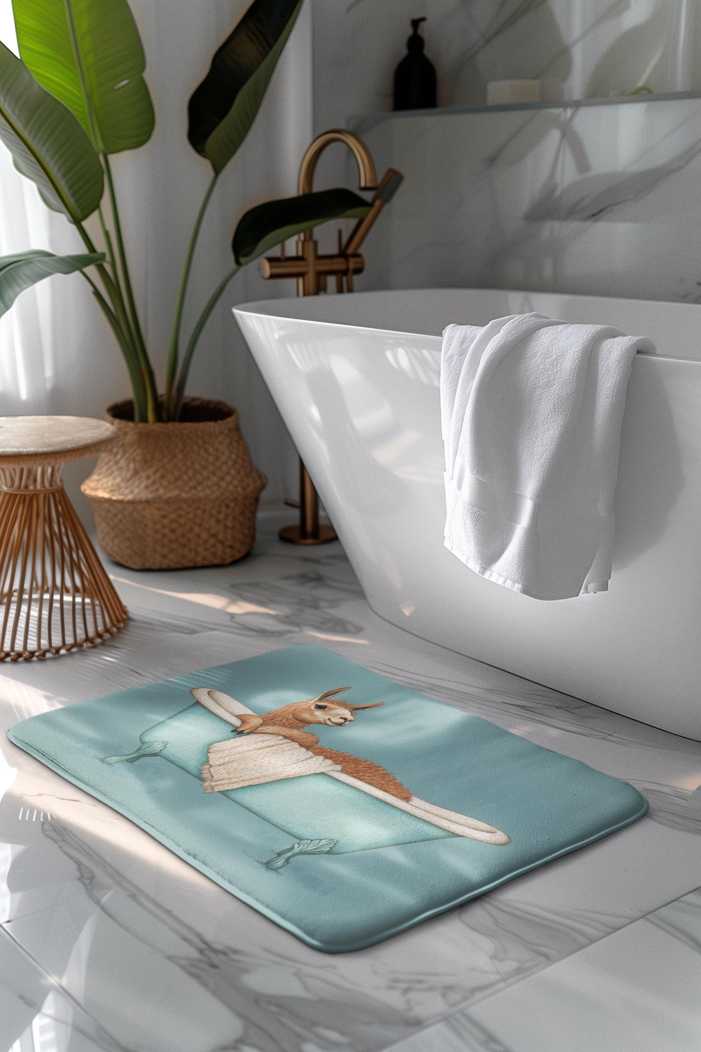 Llama Bath Mat – Cute Funny Animal Bathroom Rug