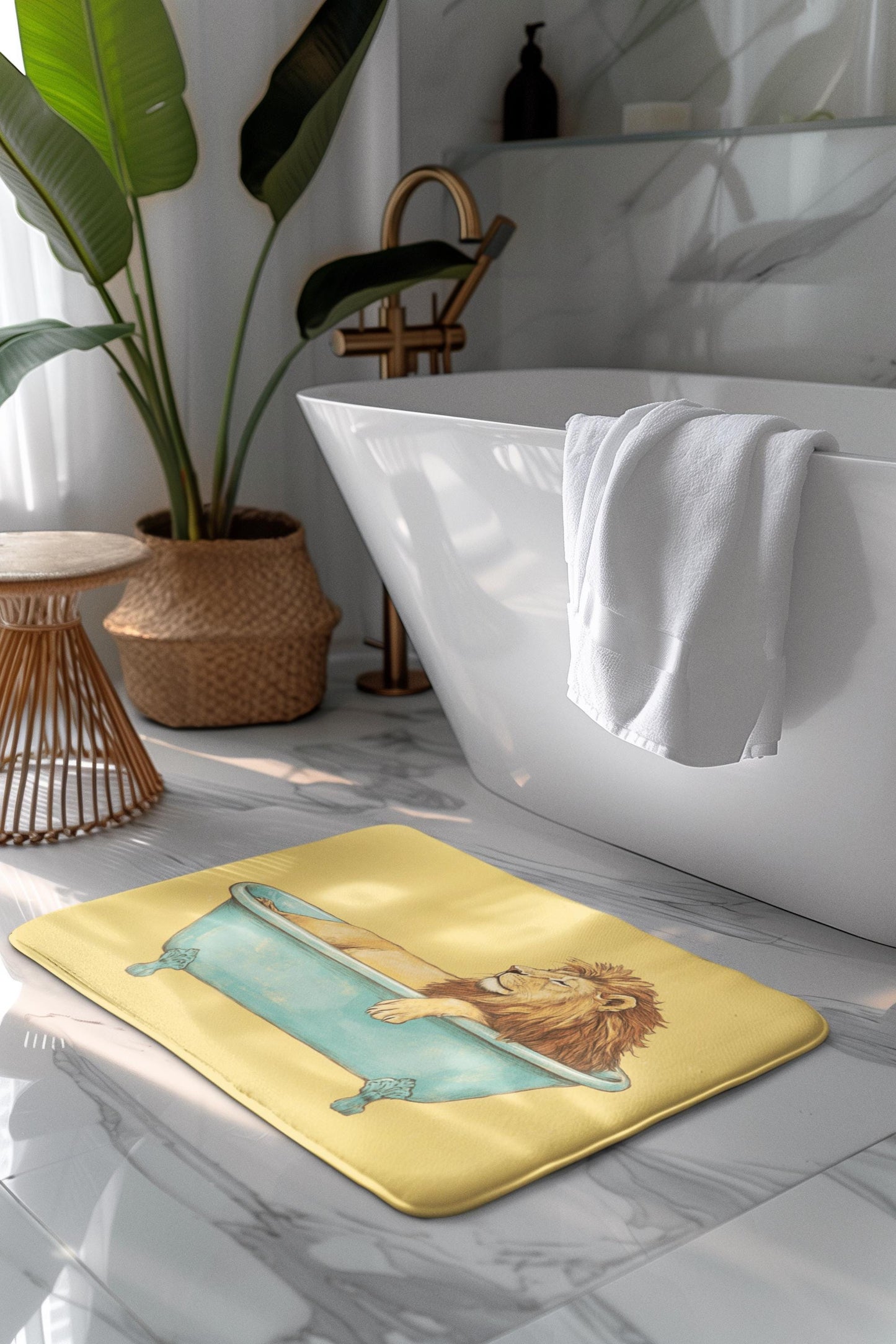 Lion Bath Mat – Majestic Safari Animal Rug, Bold Jungle Bathroom Decor