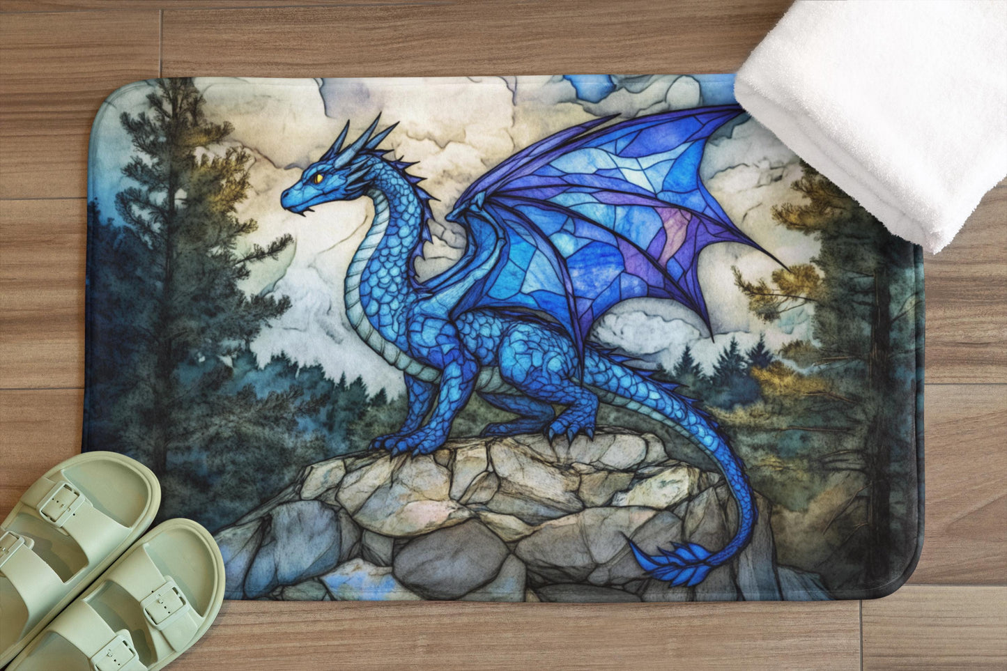 Blue Dragon Bath Mat – Fantasy Bathroom Decor