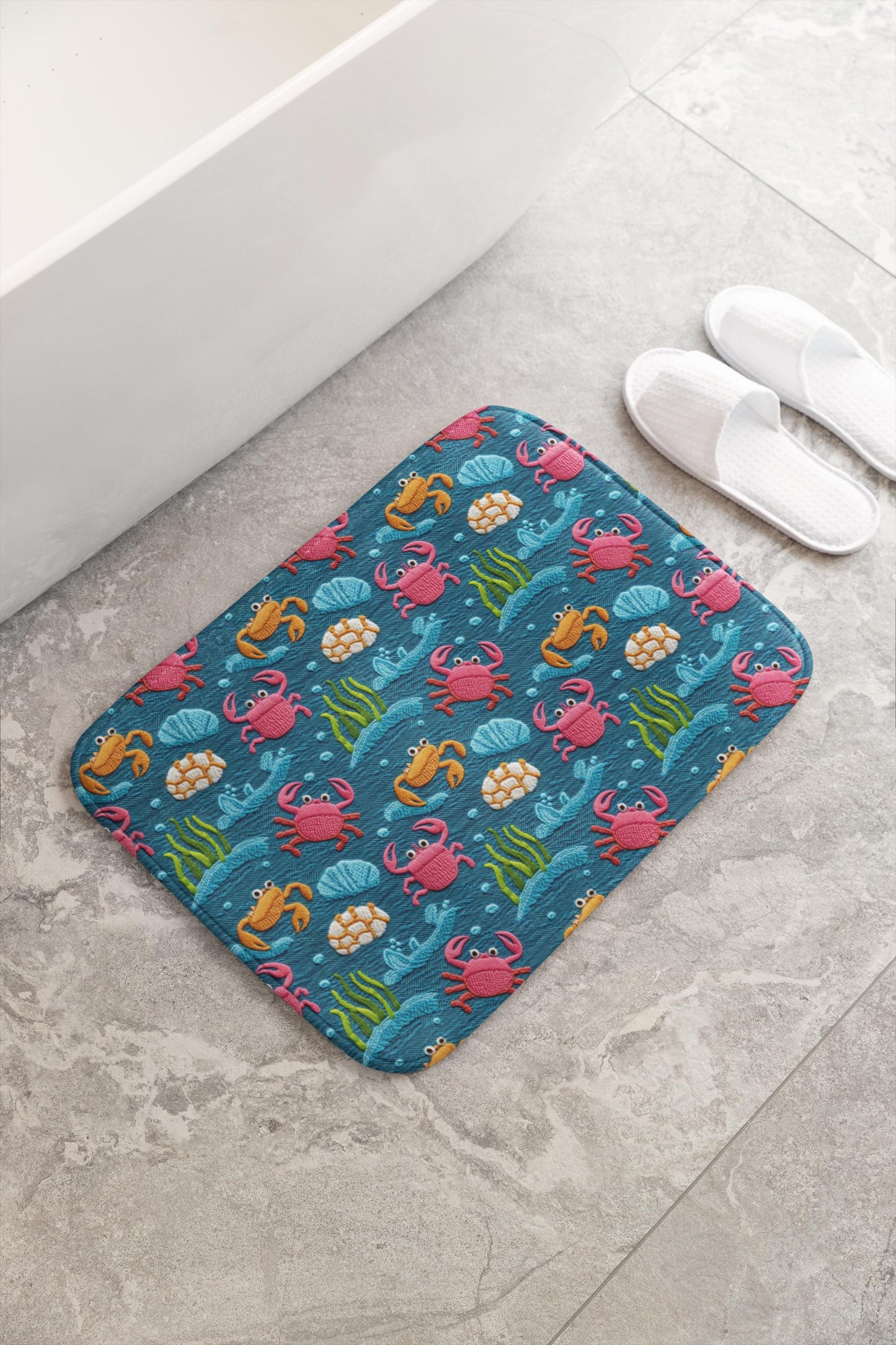 Crab Bath Mat – Coastal Beach Bathroom Decor