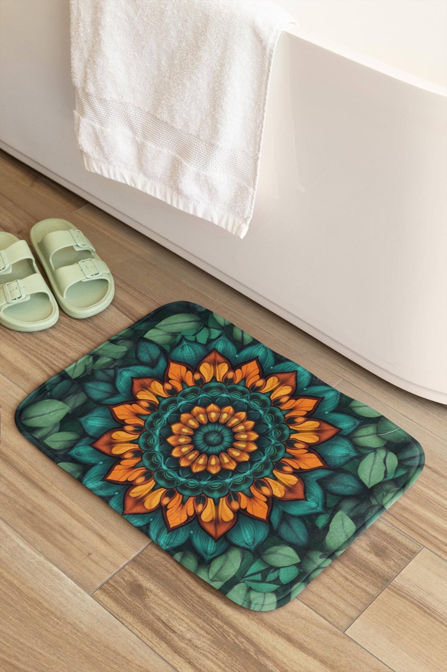 Mandala Bath Mat – Colorful Boho Bathroom Rug