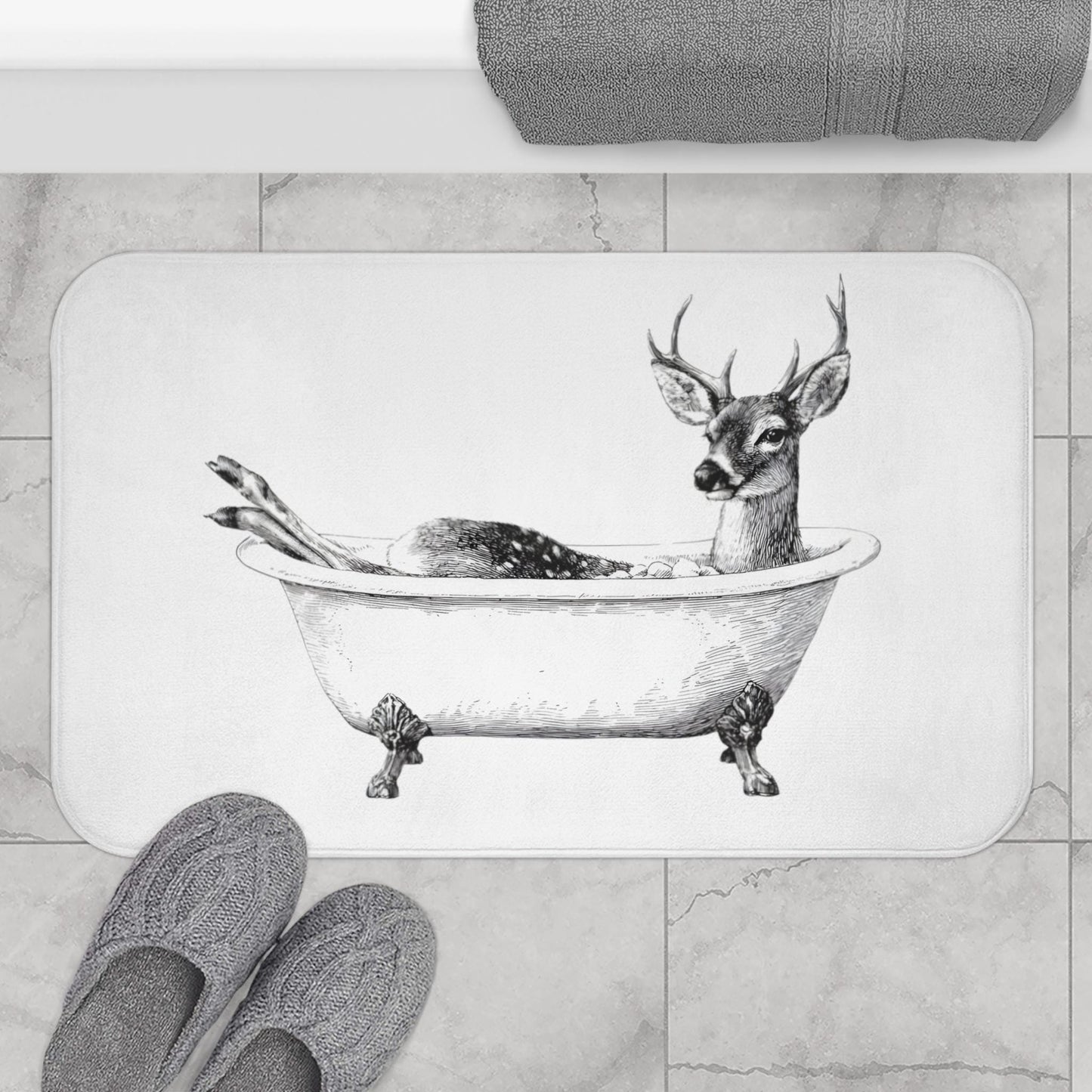 Deer Bath Mat – Woodland Forest Bathroom Rug