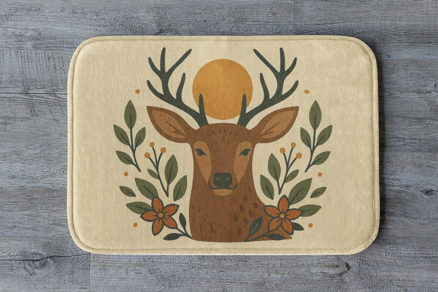 Deer Bath Mat – Rustic Woodland Bathroom Rug with Animal Design