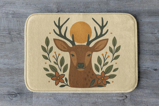 Deer Bath Mat – Rustic Woodland Bathroom Rug with Animal Design