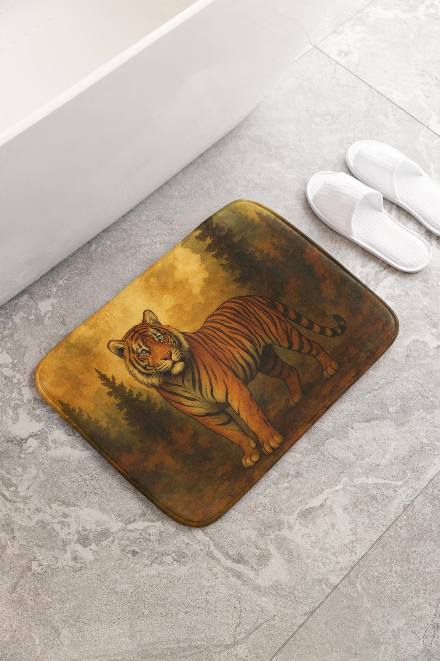 Tiger Bath Mat – Bold Jungle Animal Print Bathroom Rug