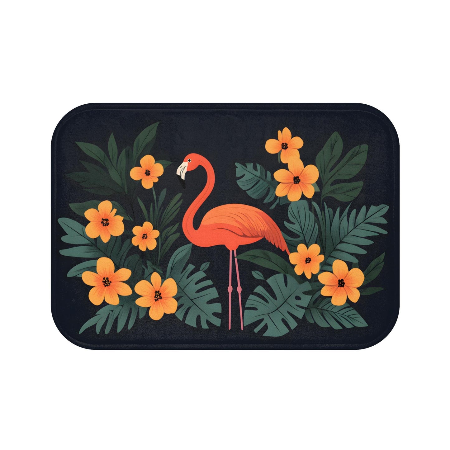 Tropical Flamingo Bath Mat – Pink Jungle Bird Bathroom Rug
