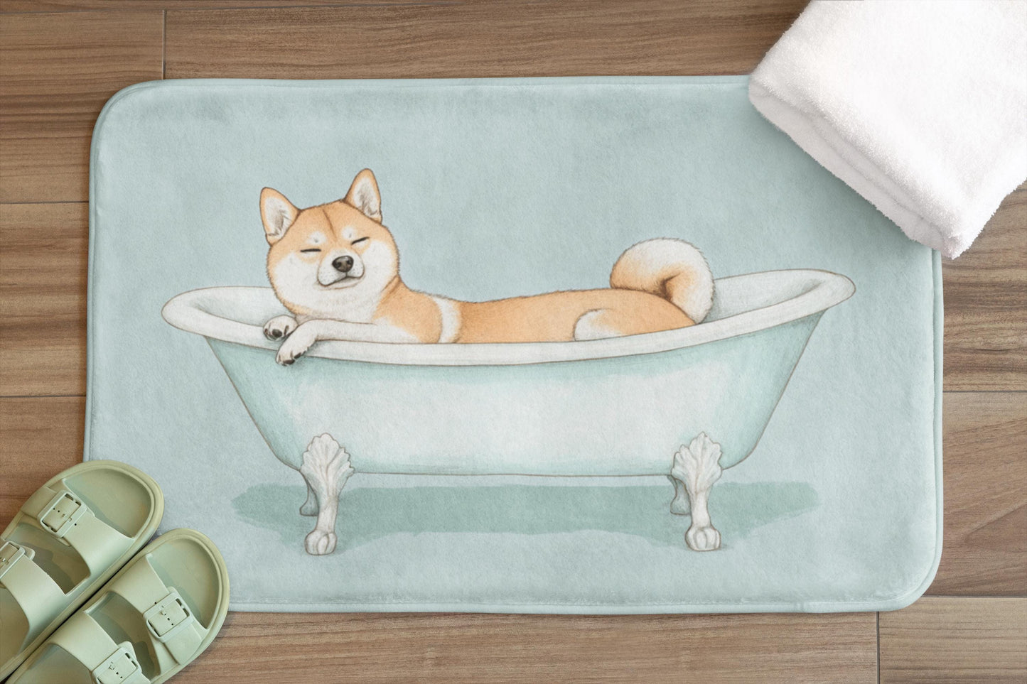 Shiba Inu Bath Mat – Cute Dog Bathroom Rug for Pet Lovers