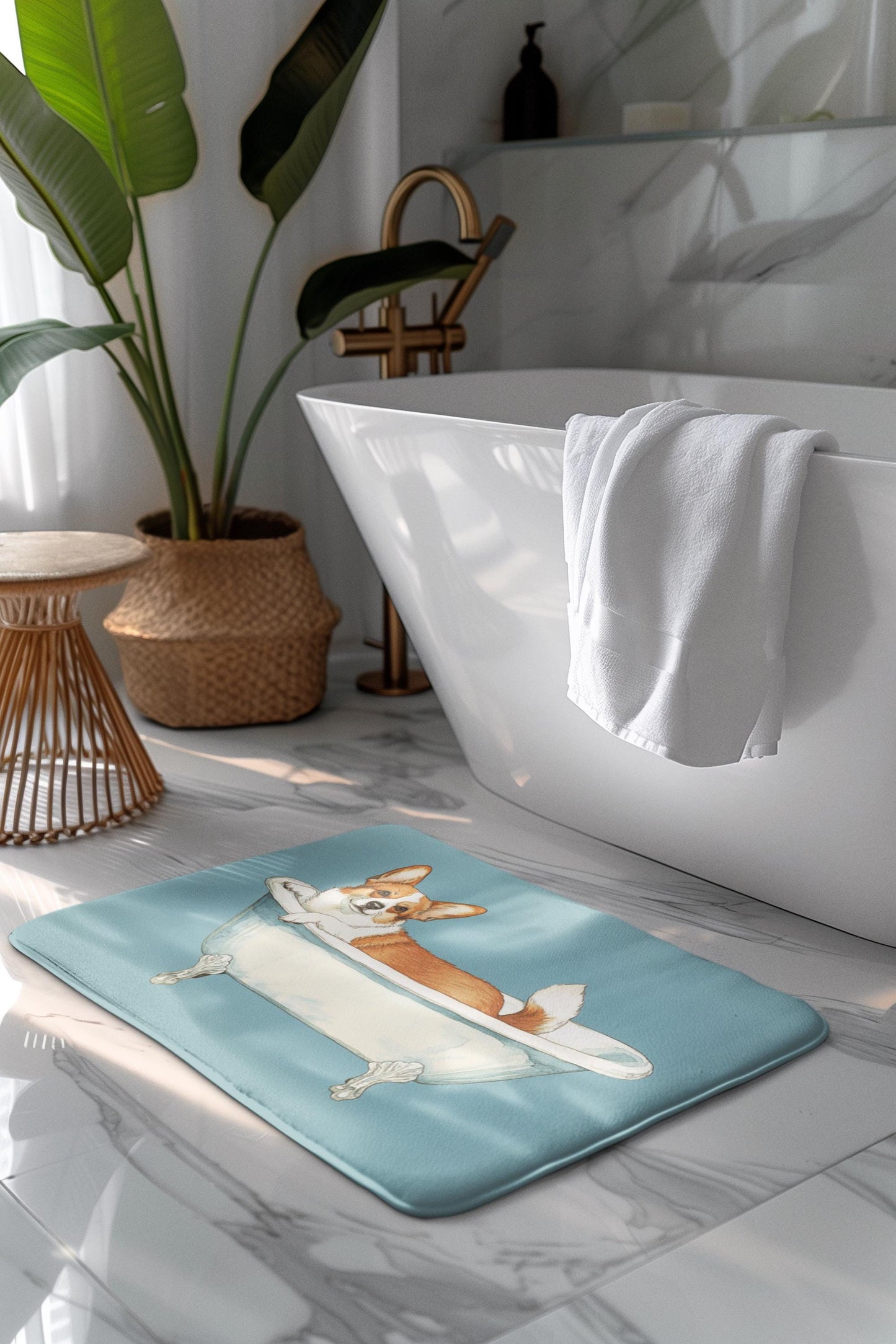 Corgi Bath Mat – Cute Puppy Dog Bathroom Rug