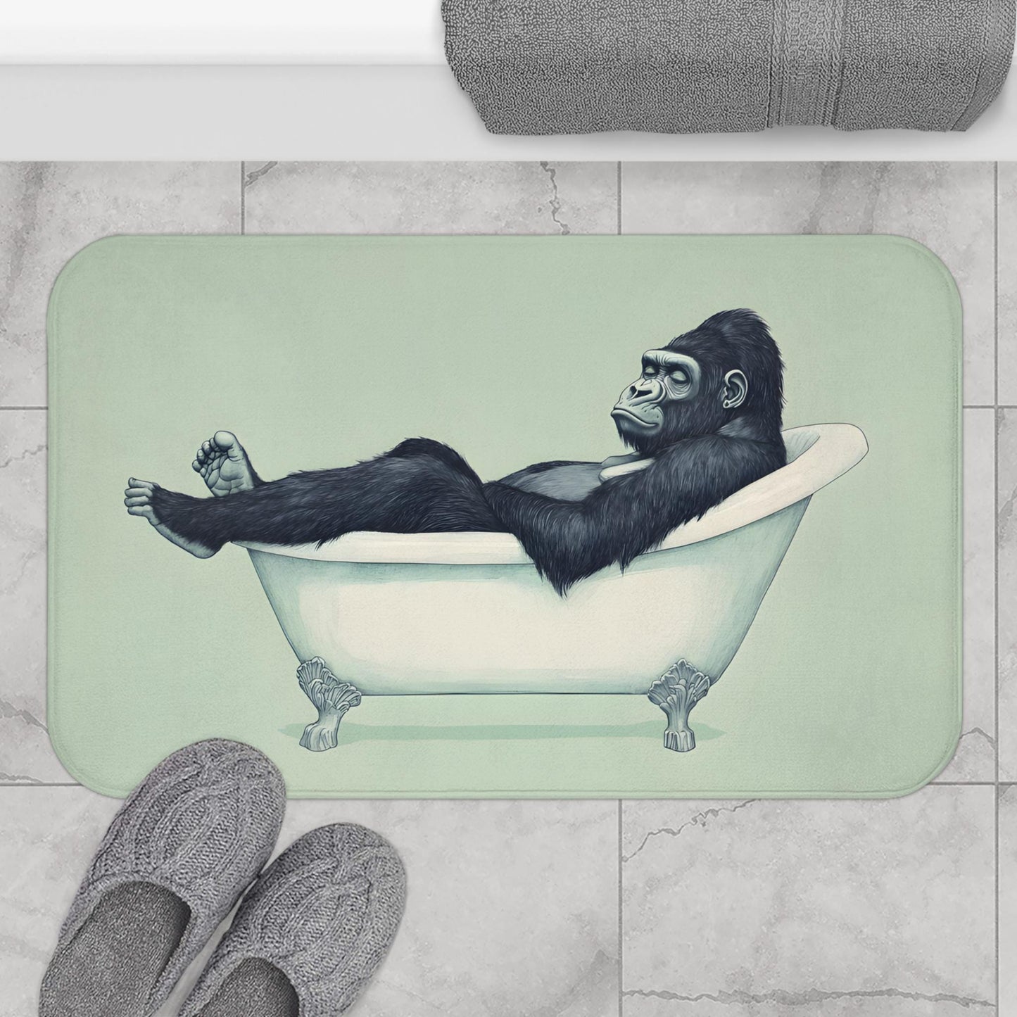 Gorilla Bath Mat – Jungle Animal Bathroom Rug, Safari Decor