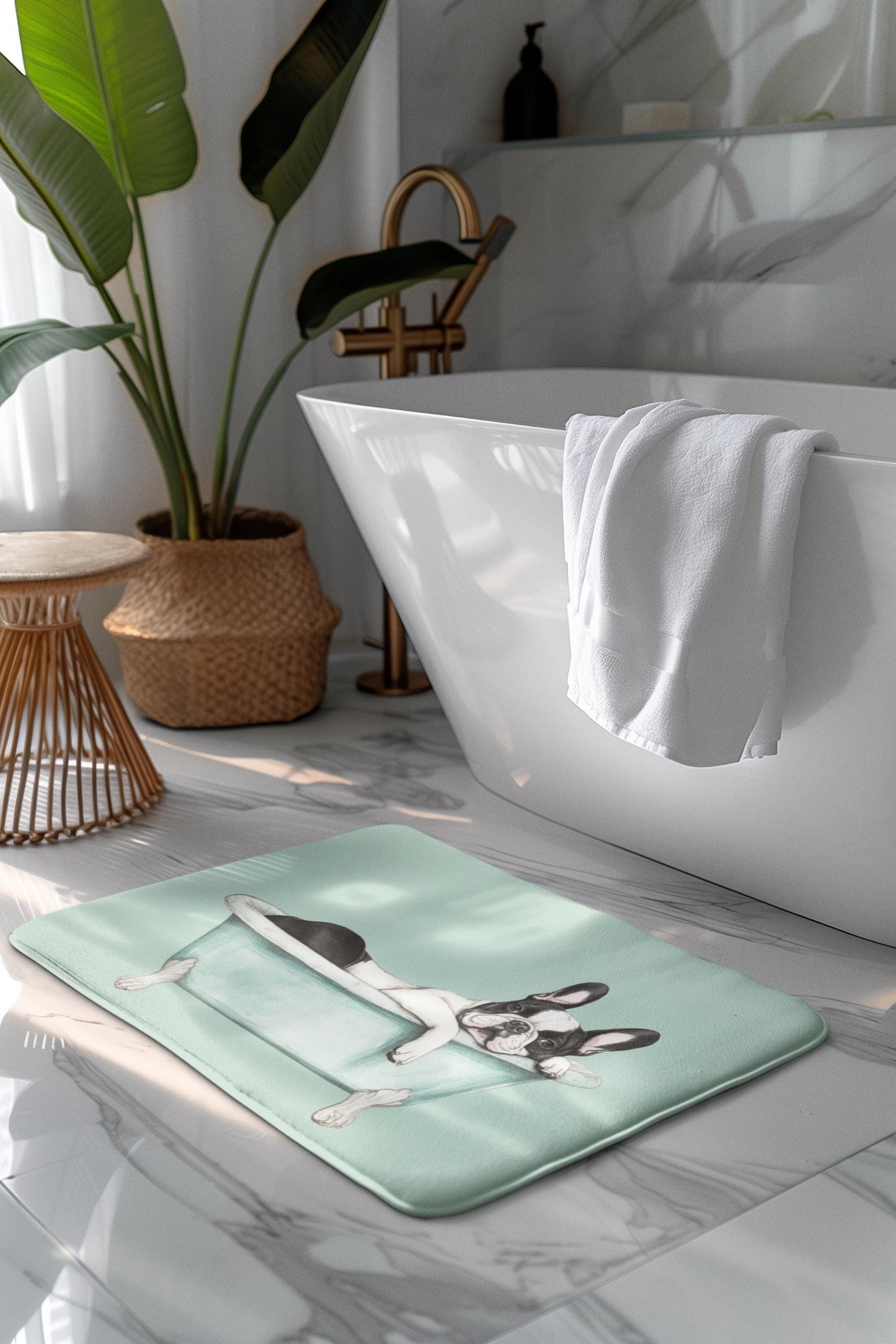 French Bulldog Bath Mat – Cute Dog Lover Bathroom Rug