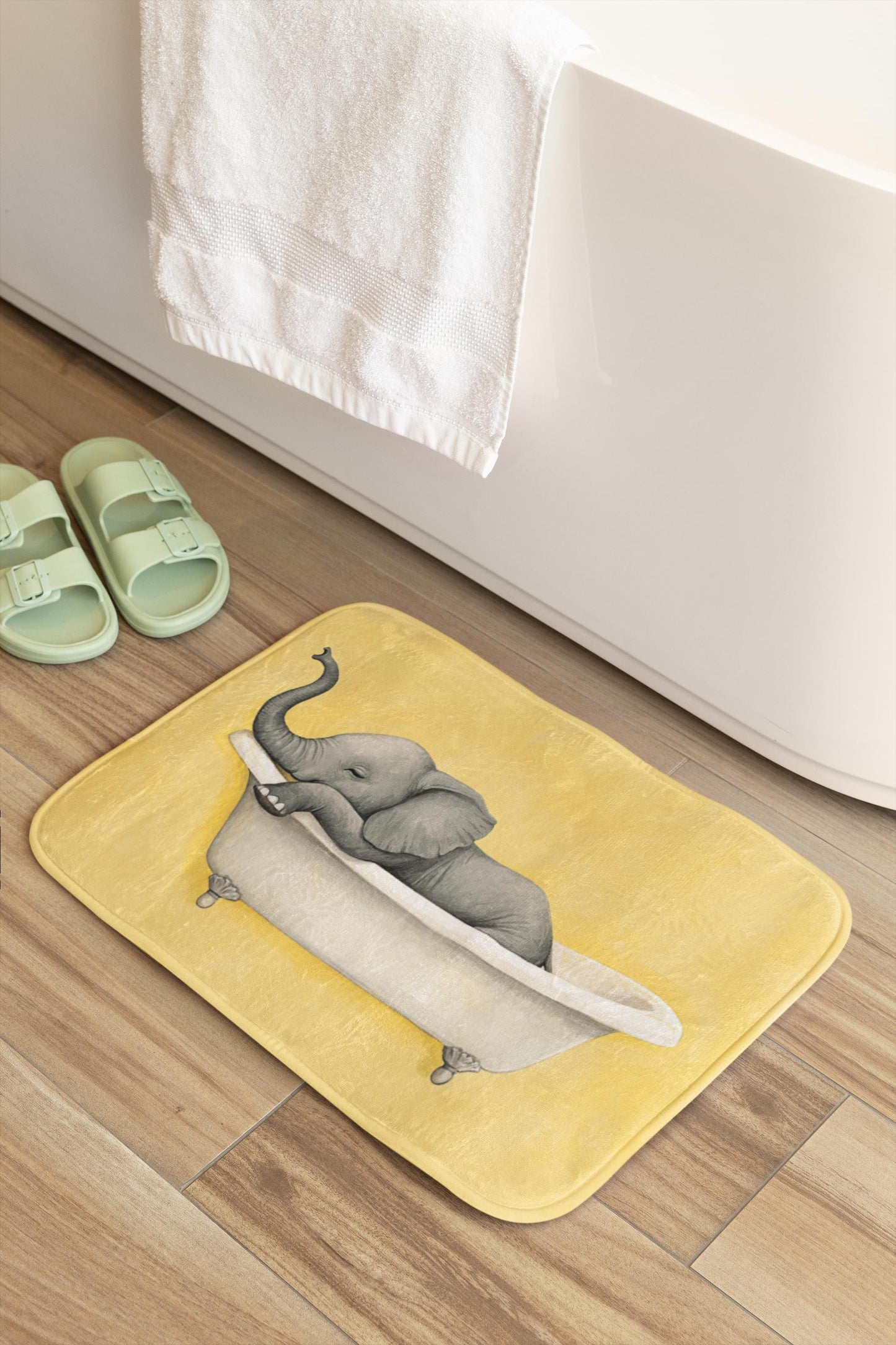 Elephant Bath Mat – Cute Safari Animal Bathroom Rug, Whimsical Wildlife Decor