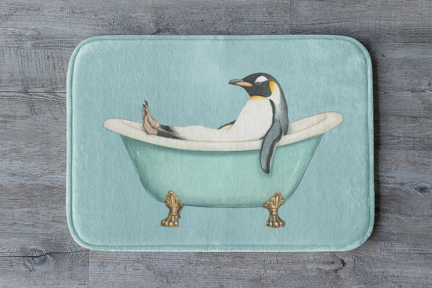 Penguin Bath Mat – Cute Penguin Bathroom Rug, Winter Animal Decor, Soft Non-Slip