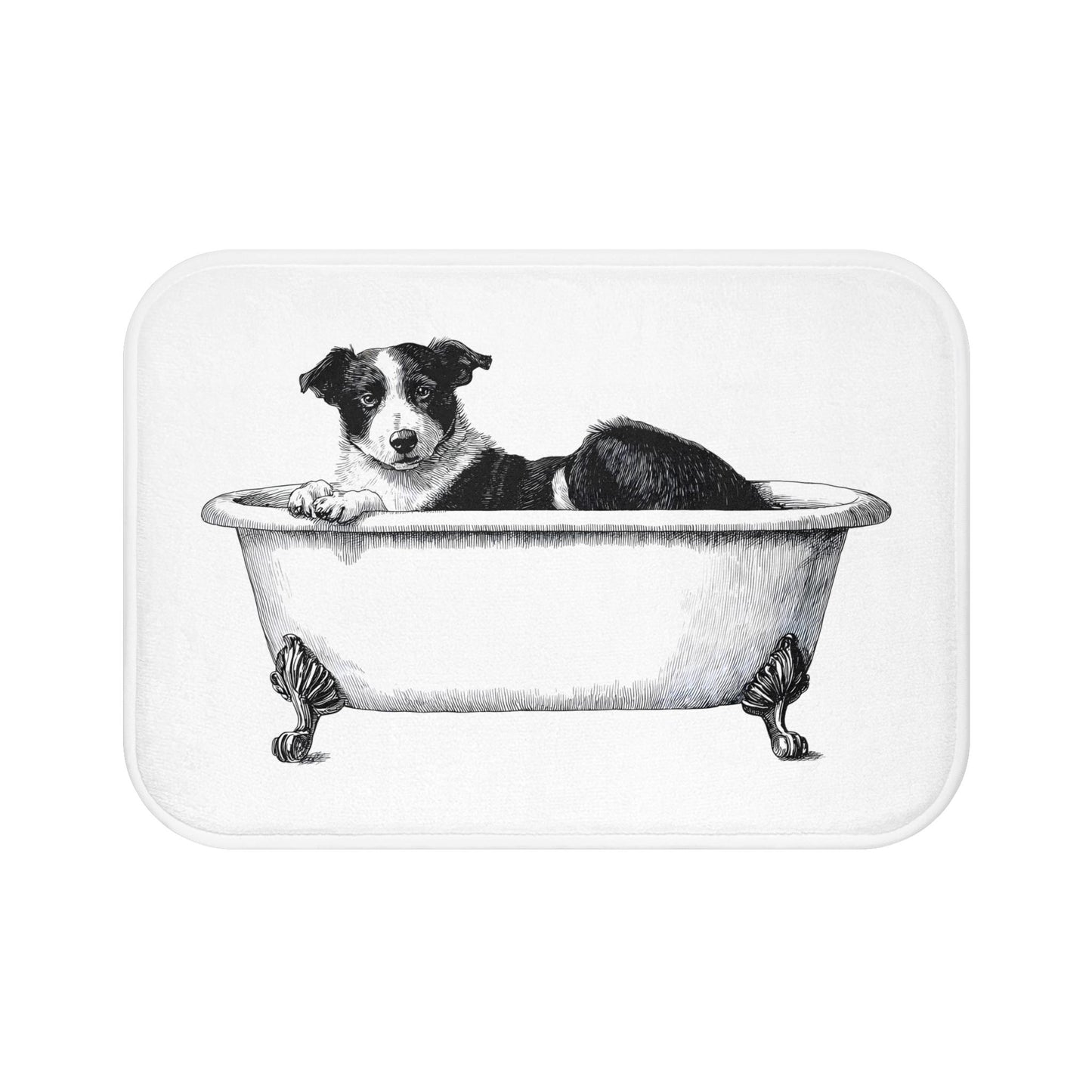 Dog Bath Mat – Black and White Pup Bathroom Rug