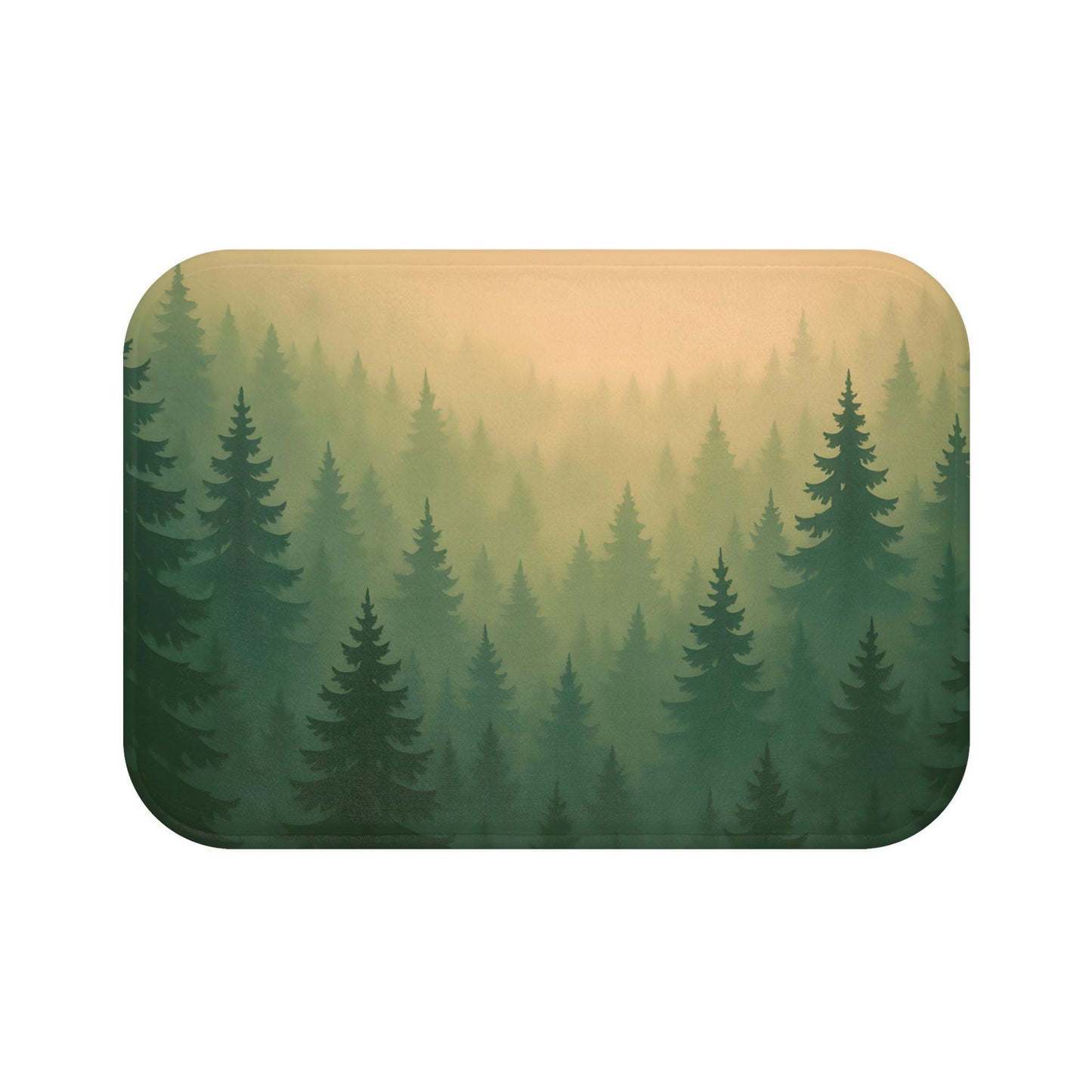 Woodland Bath Mat – Green Forest Bathroom Rug
