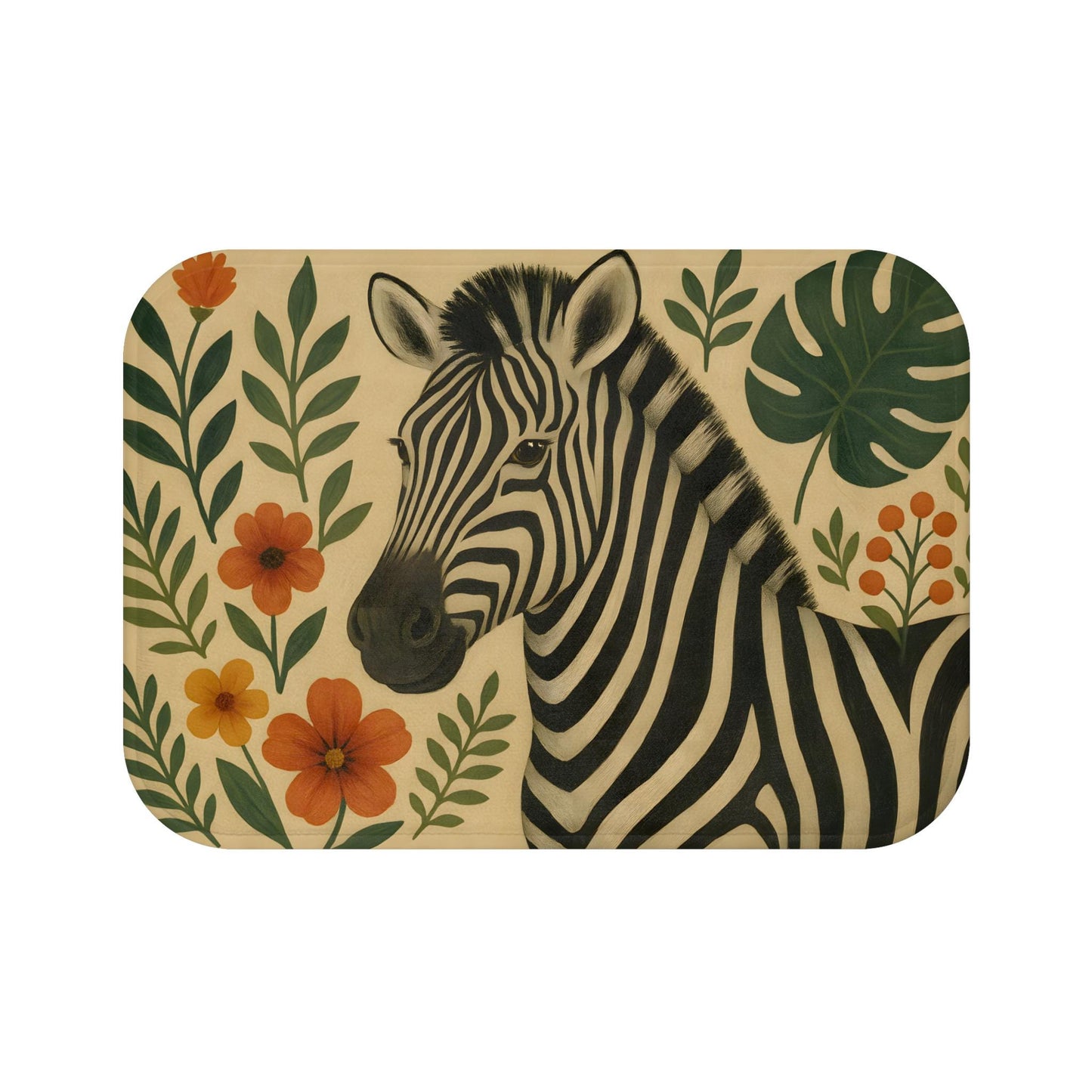Zebra Bath Mat – Safari Animal Print Bathroom Rug