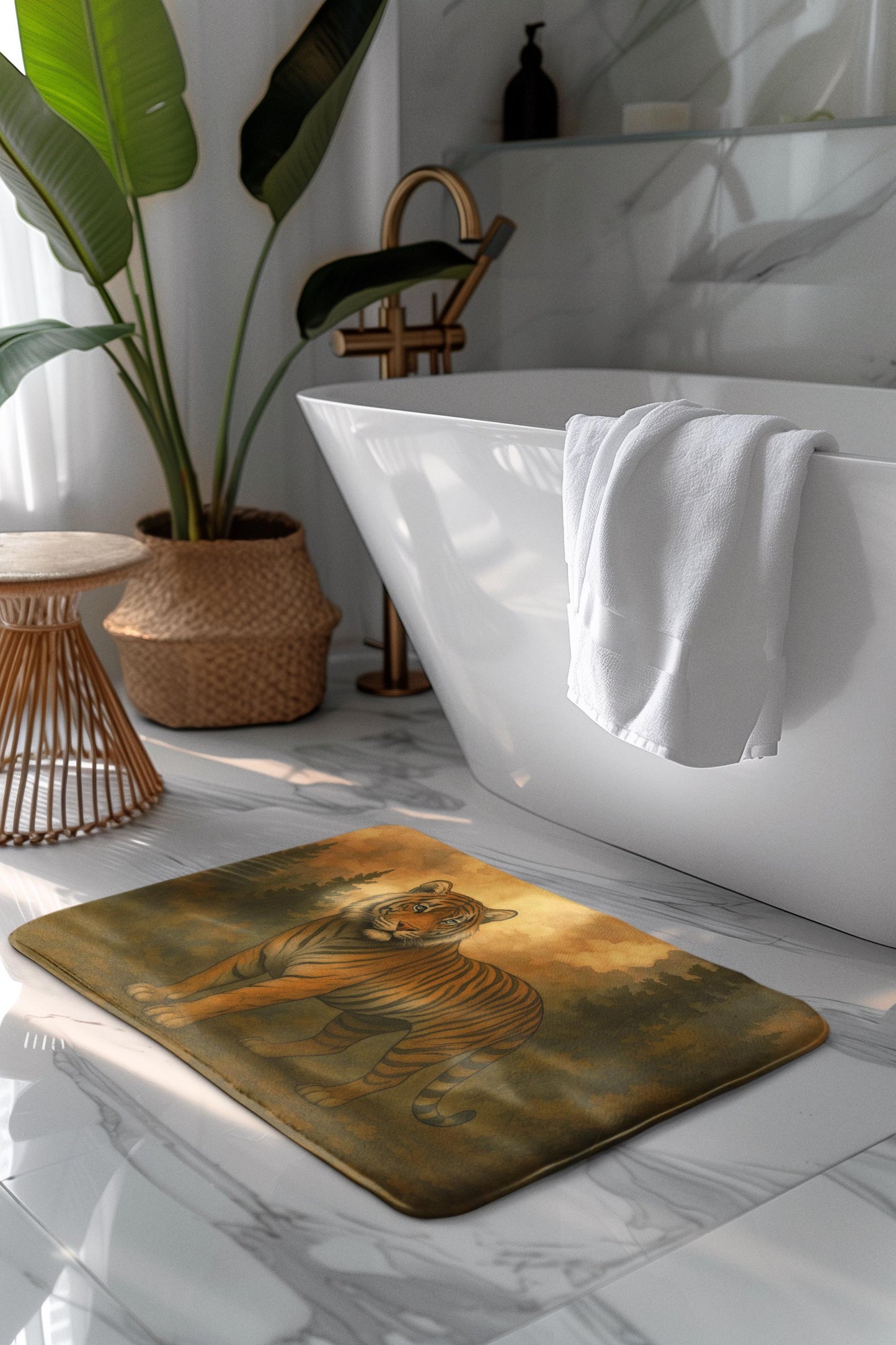 Tiger Bath Mat – Bold Jungle Animal Print Bathroom Rug