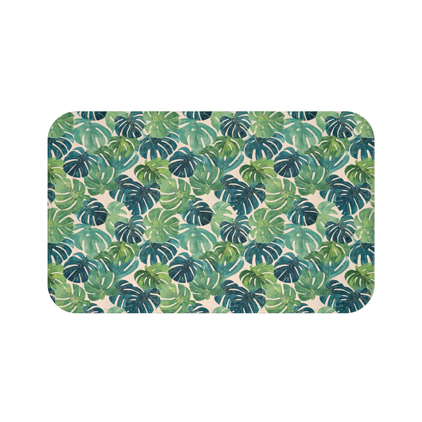 Monstera Leaf Bath Mat – Tropical Green Bathroom Rug