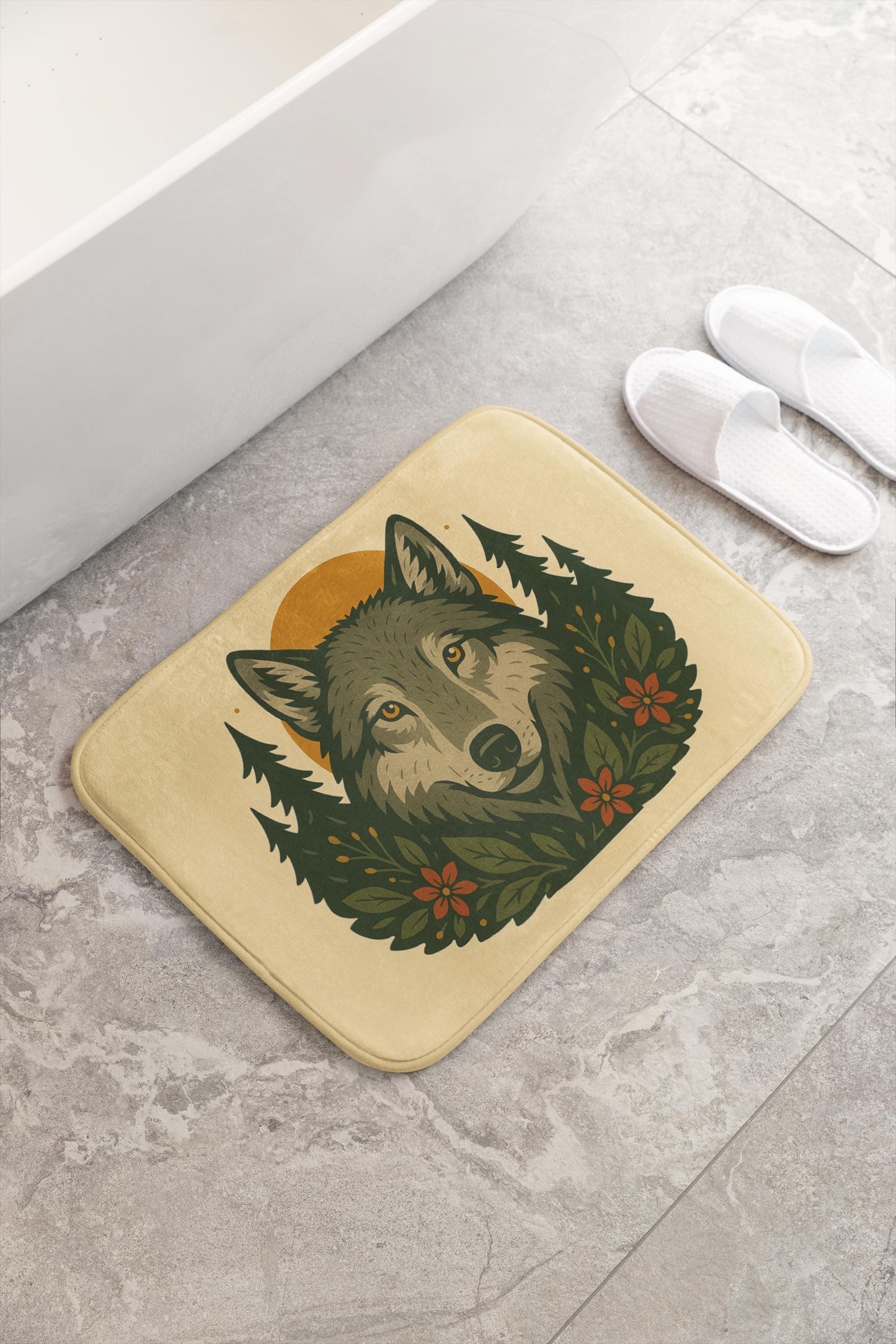 Wolf Bath Mat – Wild Animal Bathroom Rug