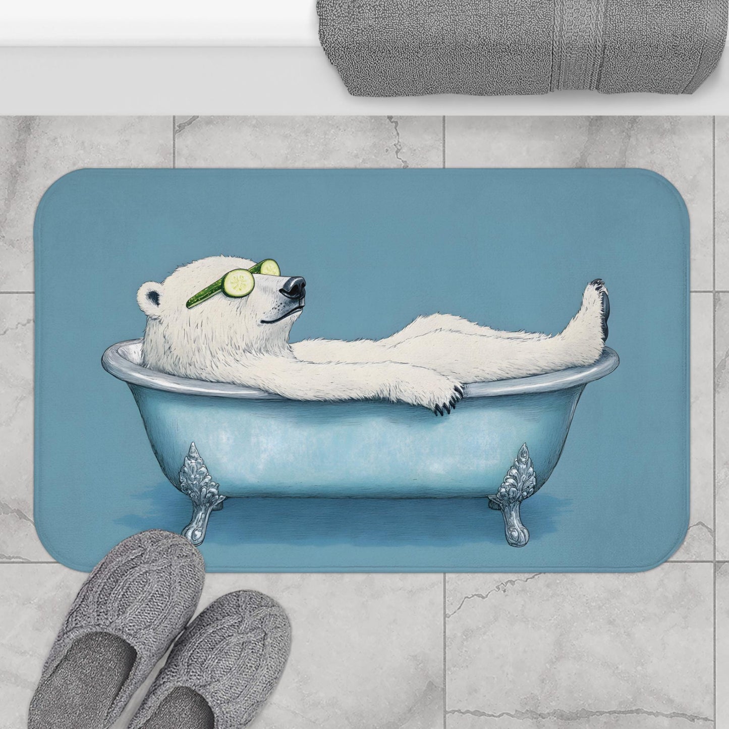 Cute Polar Bear Bath Mat – Arctic Animal Bathroom Rug