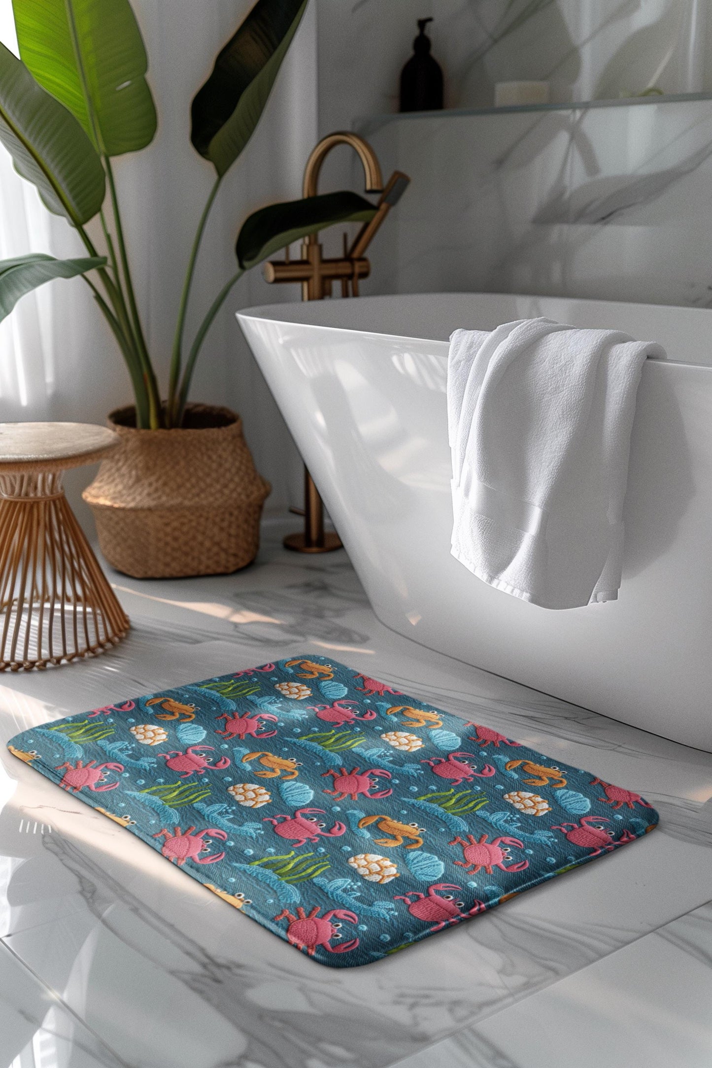 Crab Bath Mat – Coastal Beach Bathroom Decor