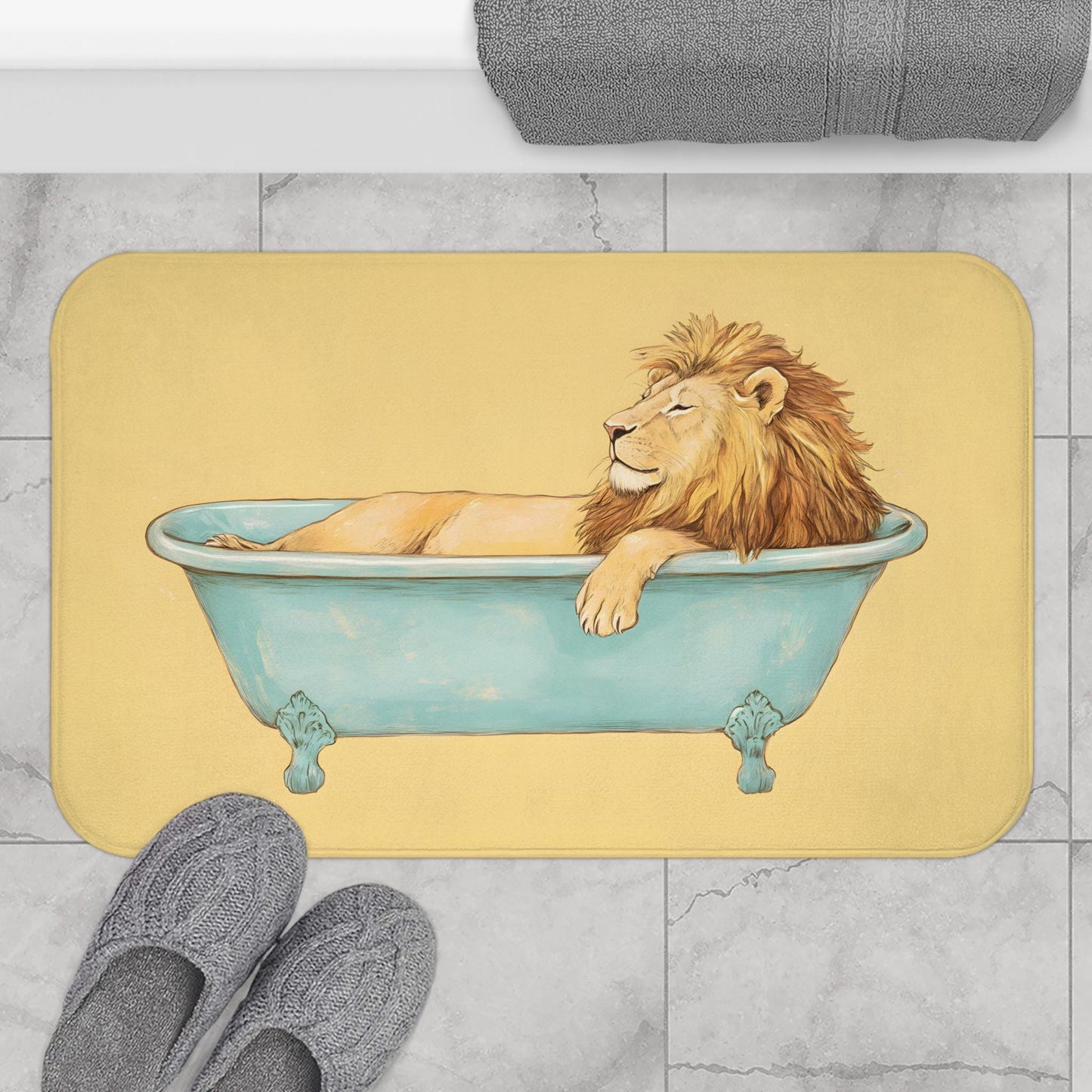 Lion Bath Mat – Majestic Safari Animal Rug, Bold Jungle Bathroom Decor