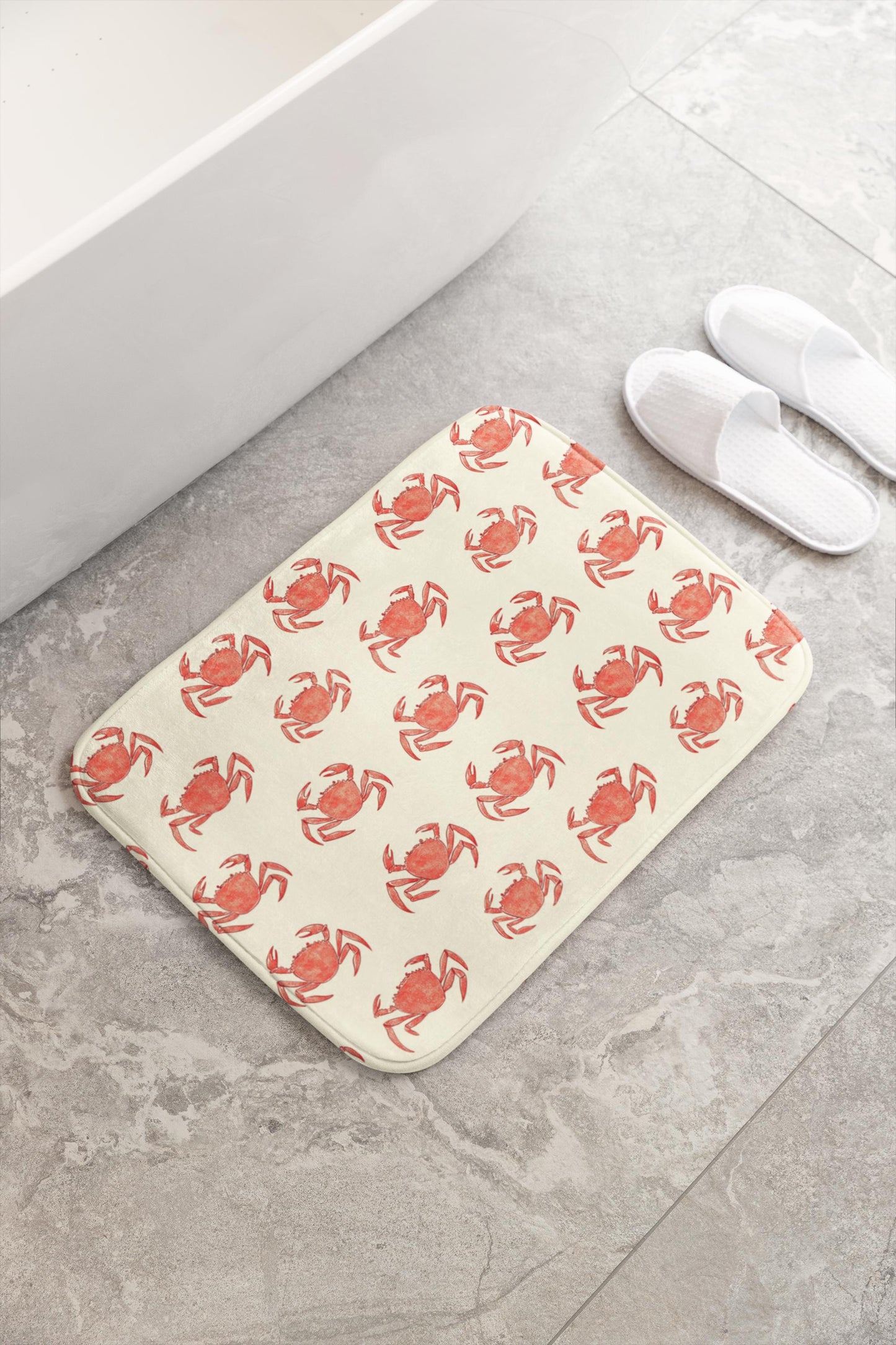 Funny Red Crab Bath Mat – Coastal Nautical Bathroom Rug