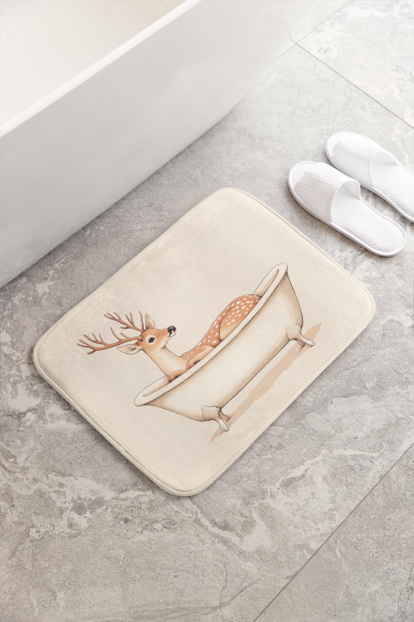 Deer Bath Mat – Rustic Woodland Bathroom Rug