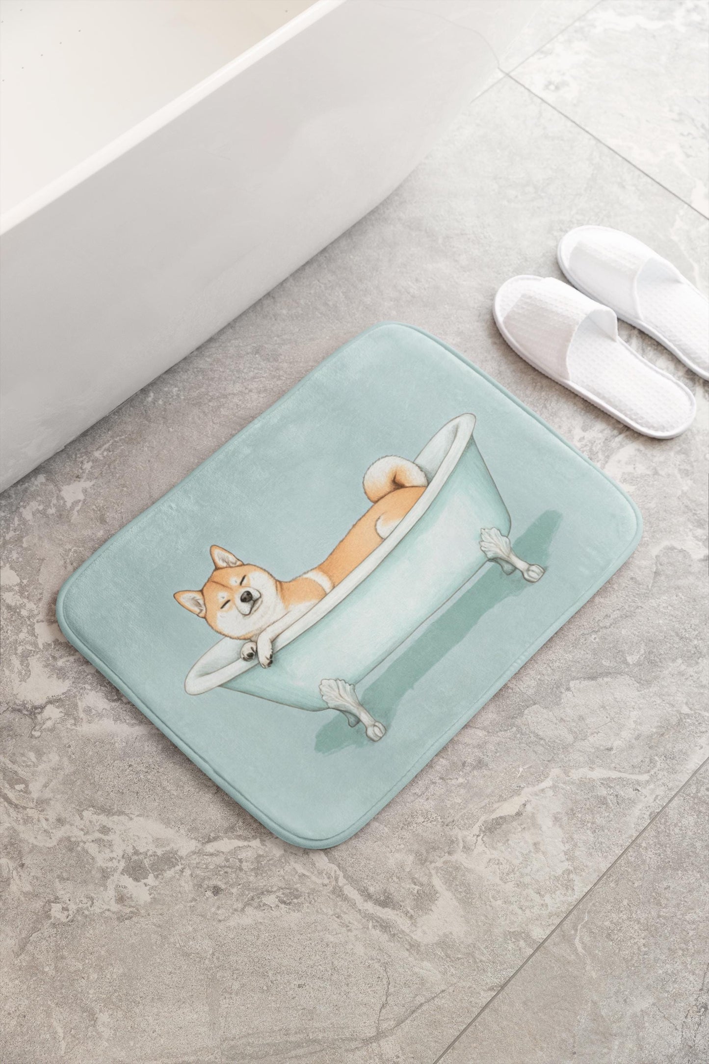 Shiba Inu Bath Mat – Cute Dog Bathroom Rug for Pet Lovers