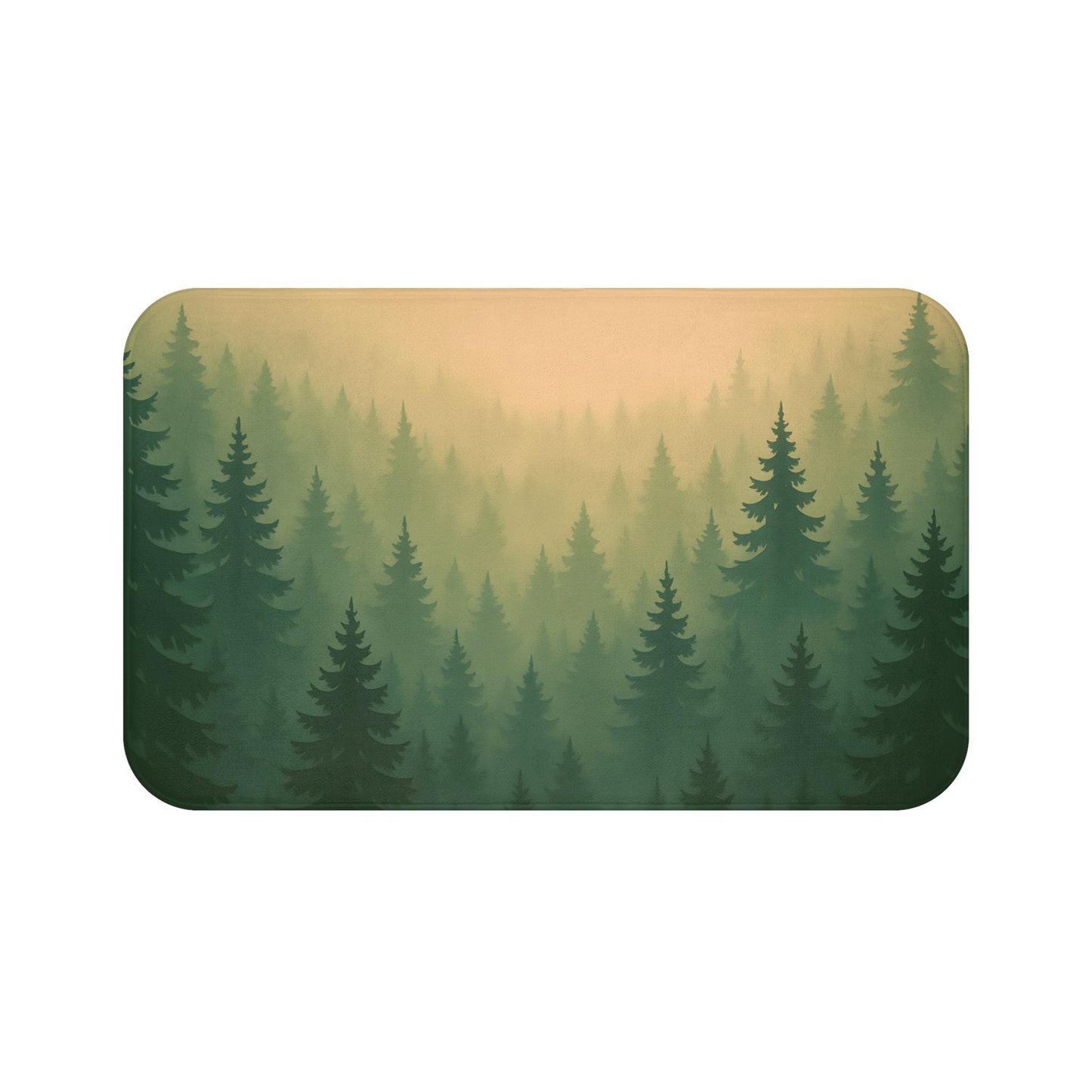 Woodland Bath Mat – Green Forest Bathroom Rug
