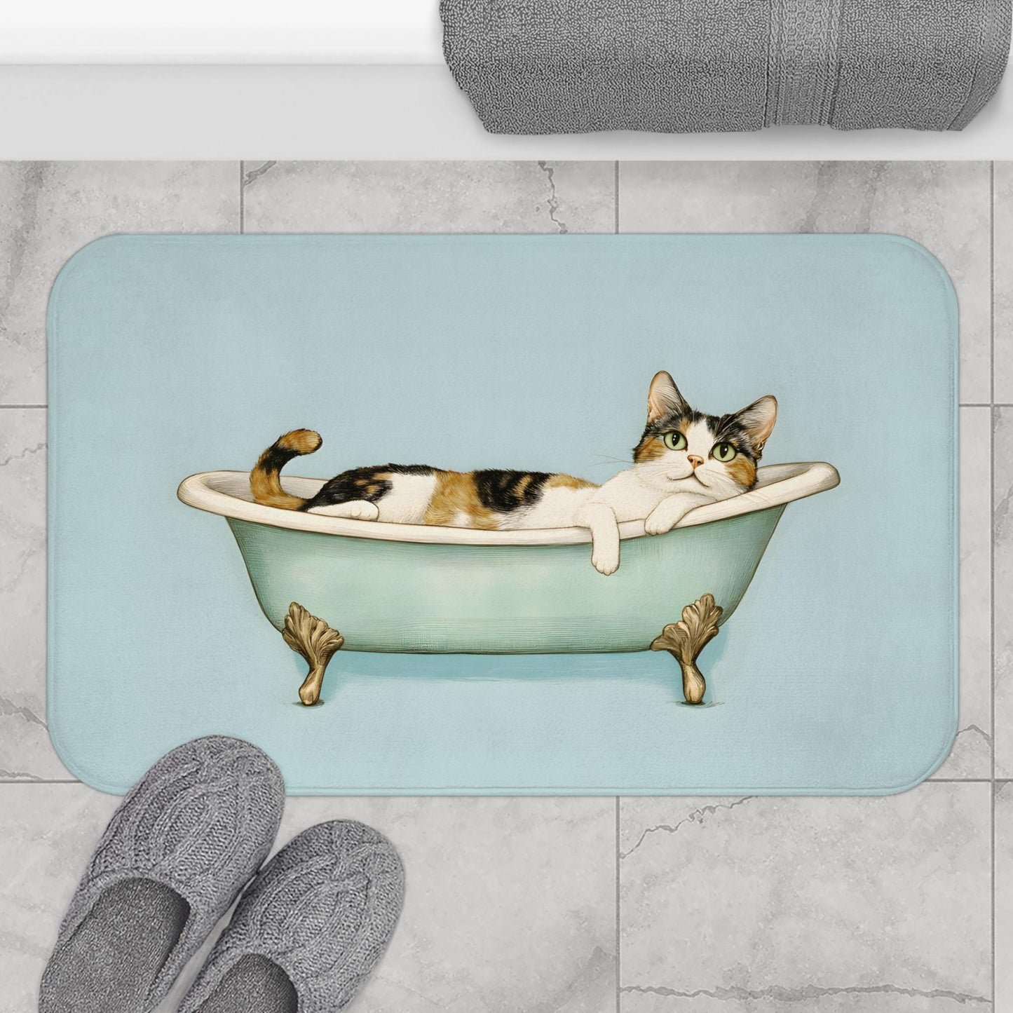 Cat Bath Mat – Cute Cat Bathroom Rug, Kitty Decor, Soft Non-Slip