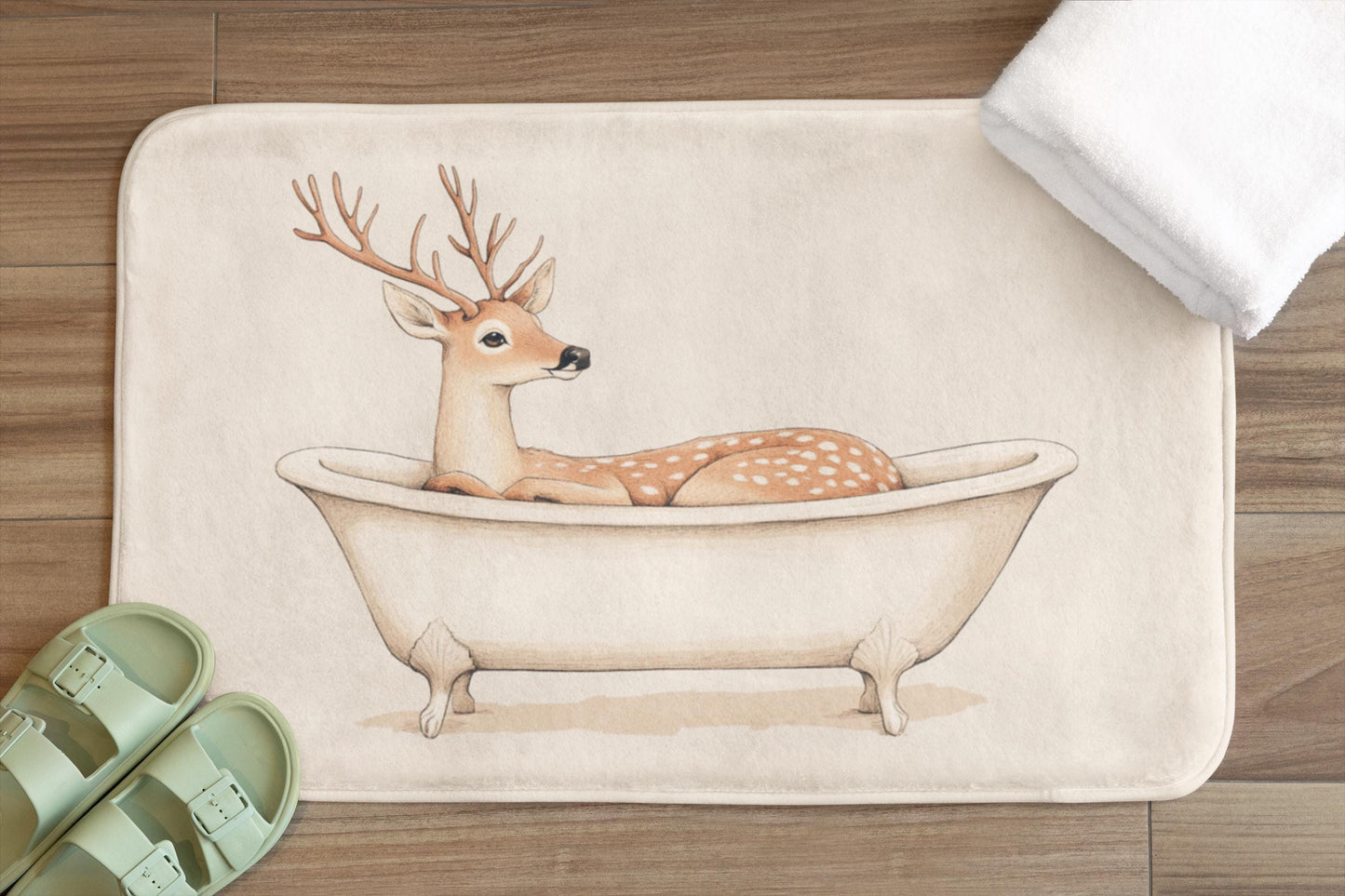Deer Bath Mat – Rustic Woodland Bathroom Rug