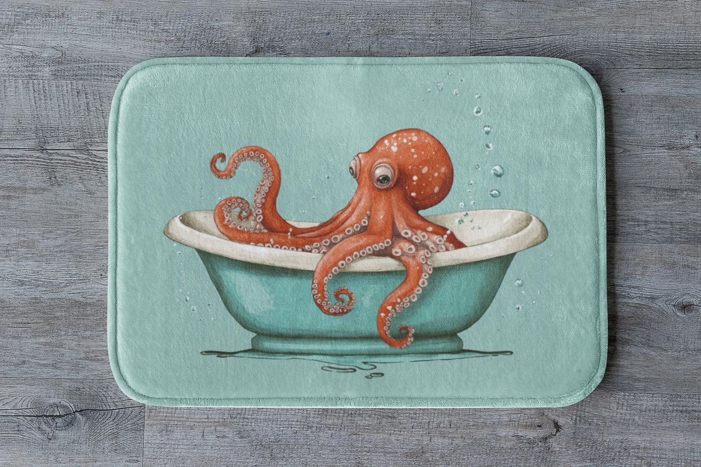 Octopus Bath Mat – Nautical Sea Life Bathroom Rug, Whimsical Coastal Decor