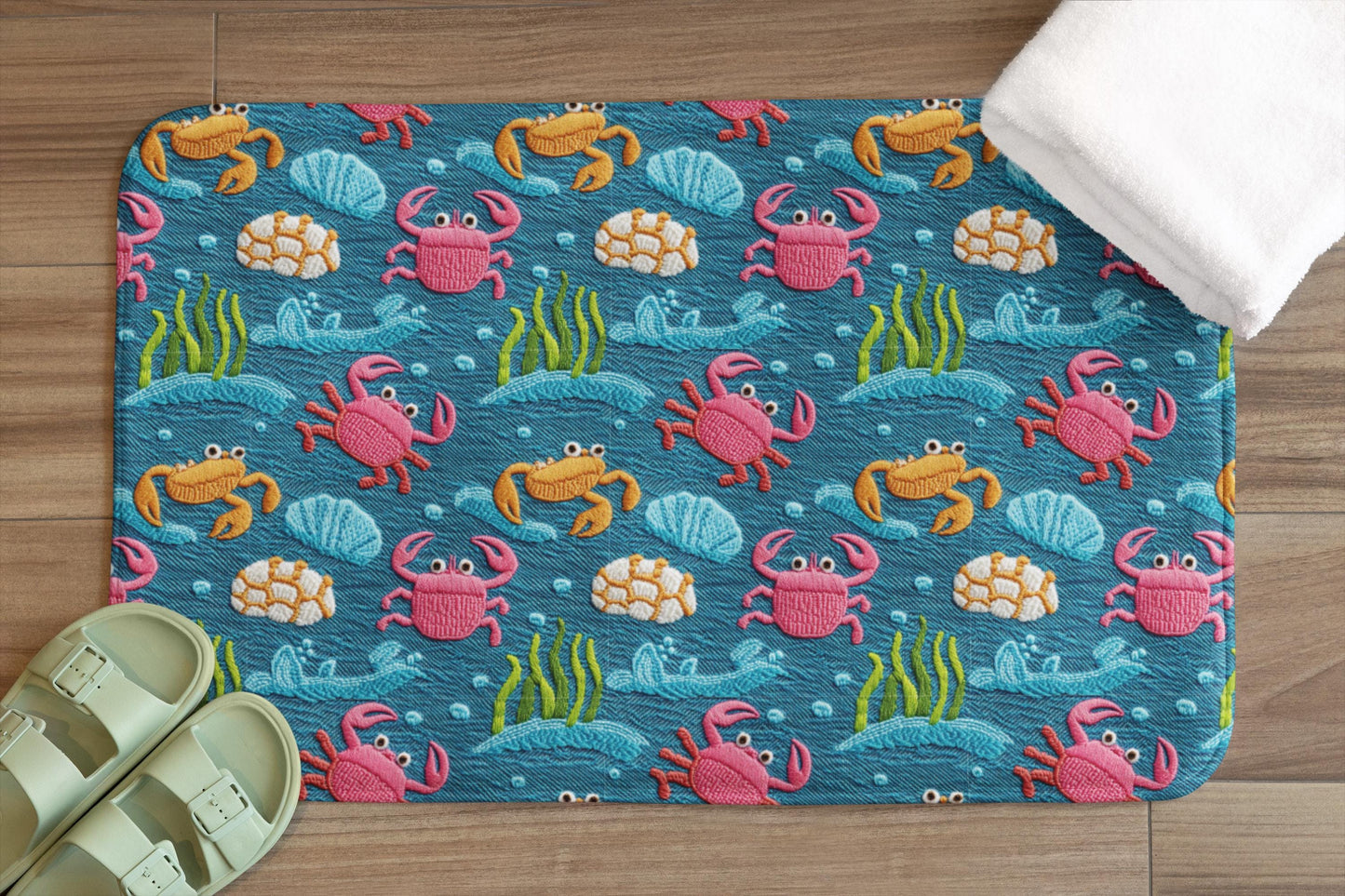 Crab Bath Mat – Coastal Beach Bathroom Decor