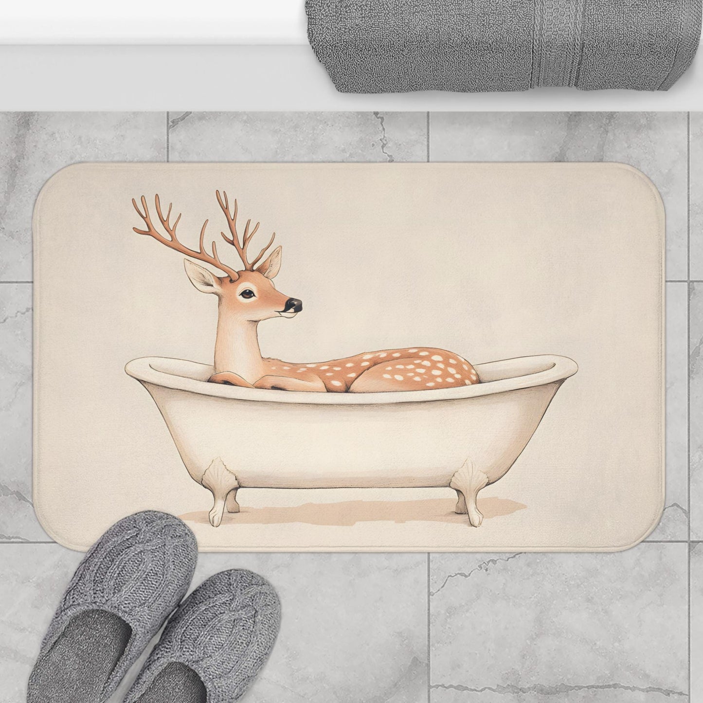Deer Bath Mat – Rustic Woodland Bathroom Rug