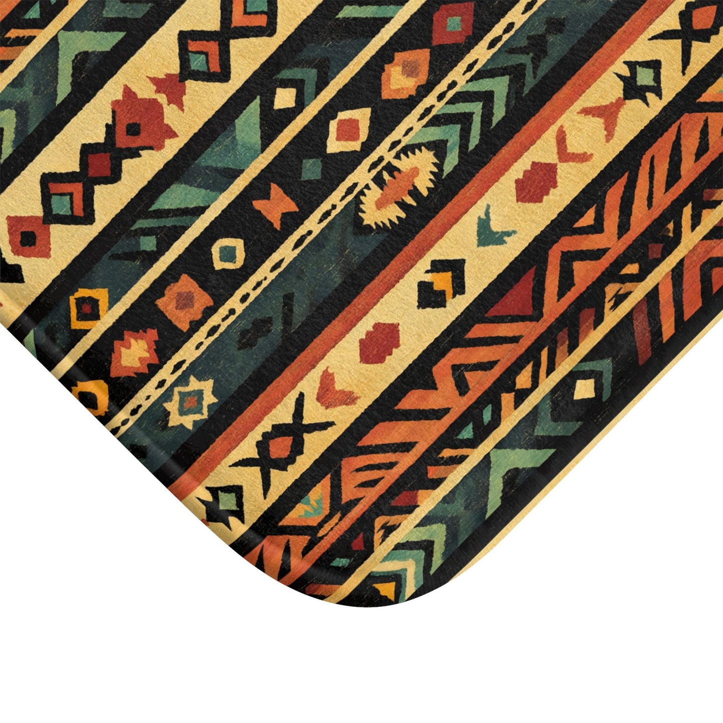Southwestern Bath Mat – Rustic Boho Bathroom Rug with Tribal Pattern