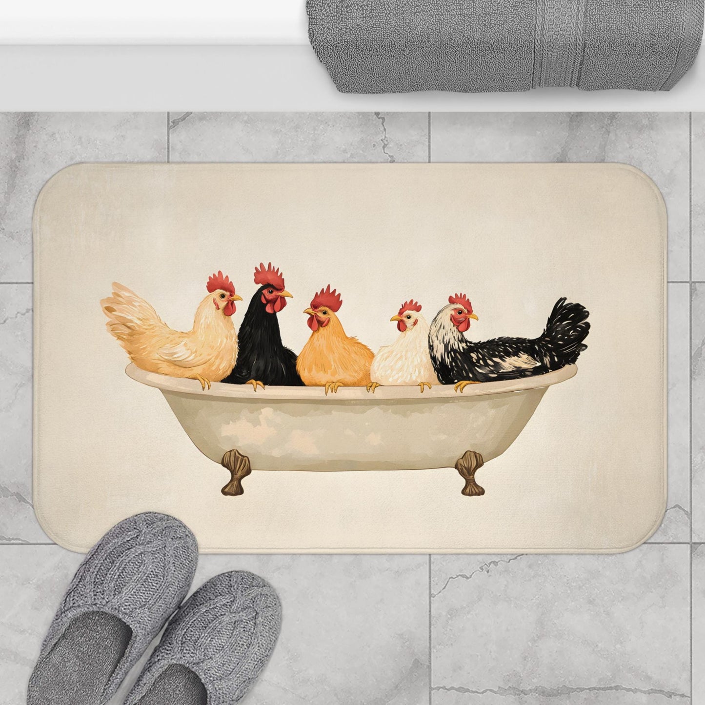 Chicken Bath Mat – Funny Farmhouse Bathroom Rug