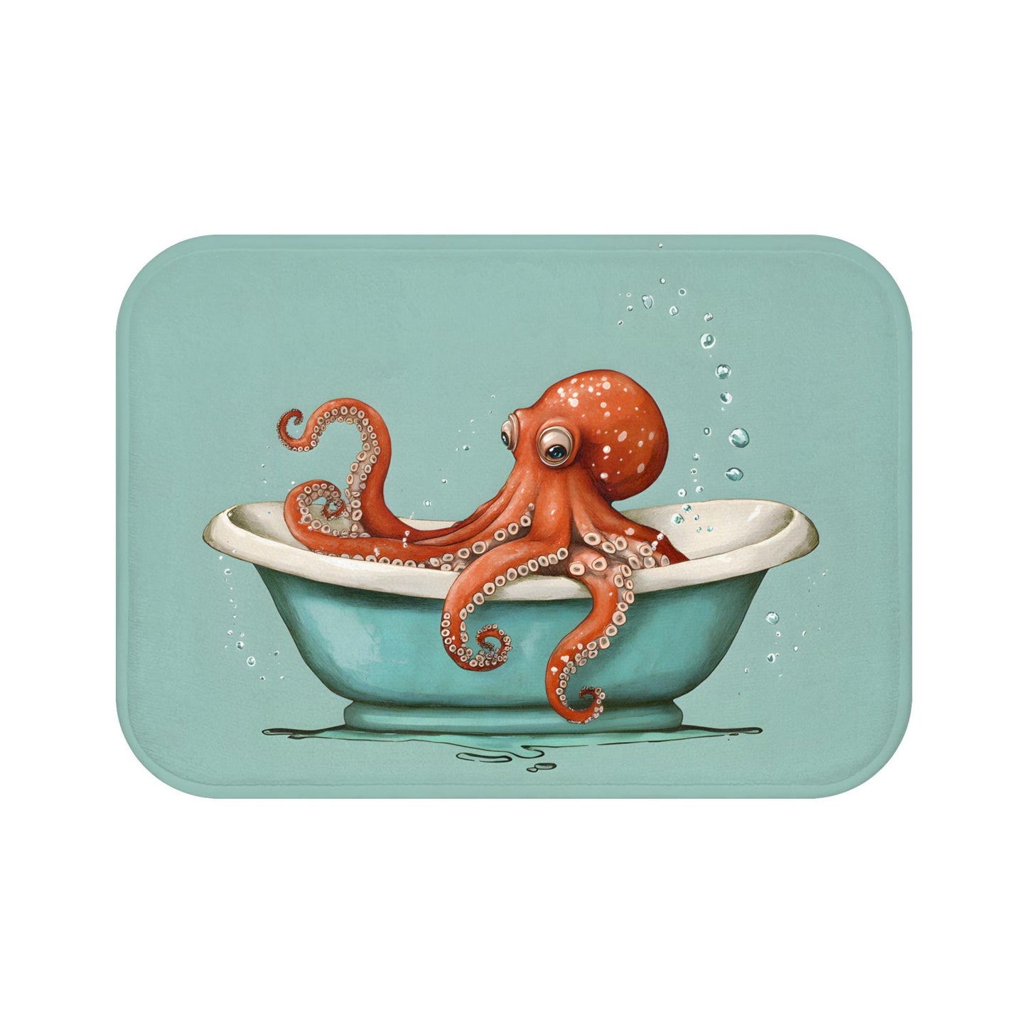 Octopus Bath Mat – Nautical Sea Life Bathroom Rug, Whimsical Coastal Decor