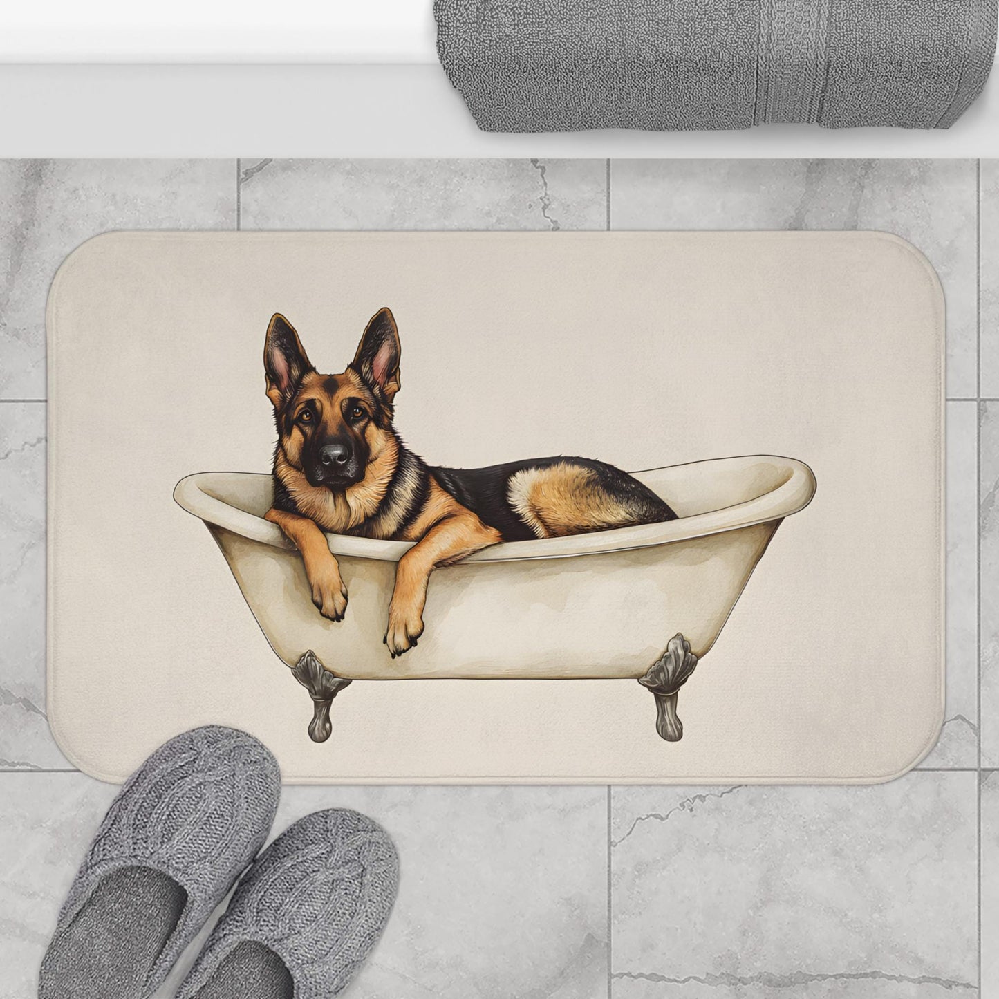 German Shepherd Bath Mat – Cute Dog Bathroom Rug for Pet Owners