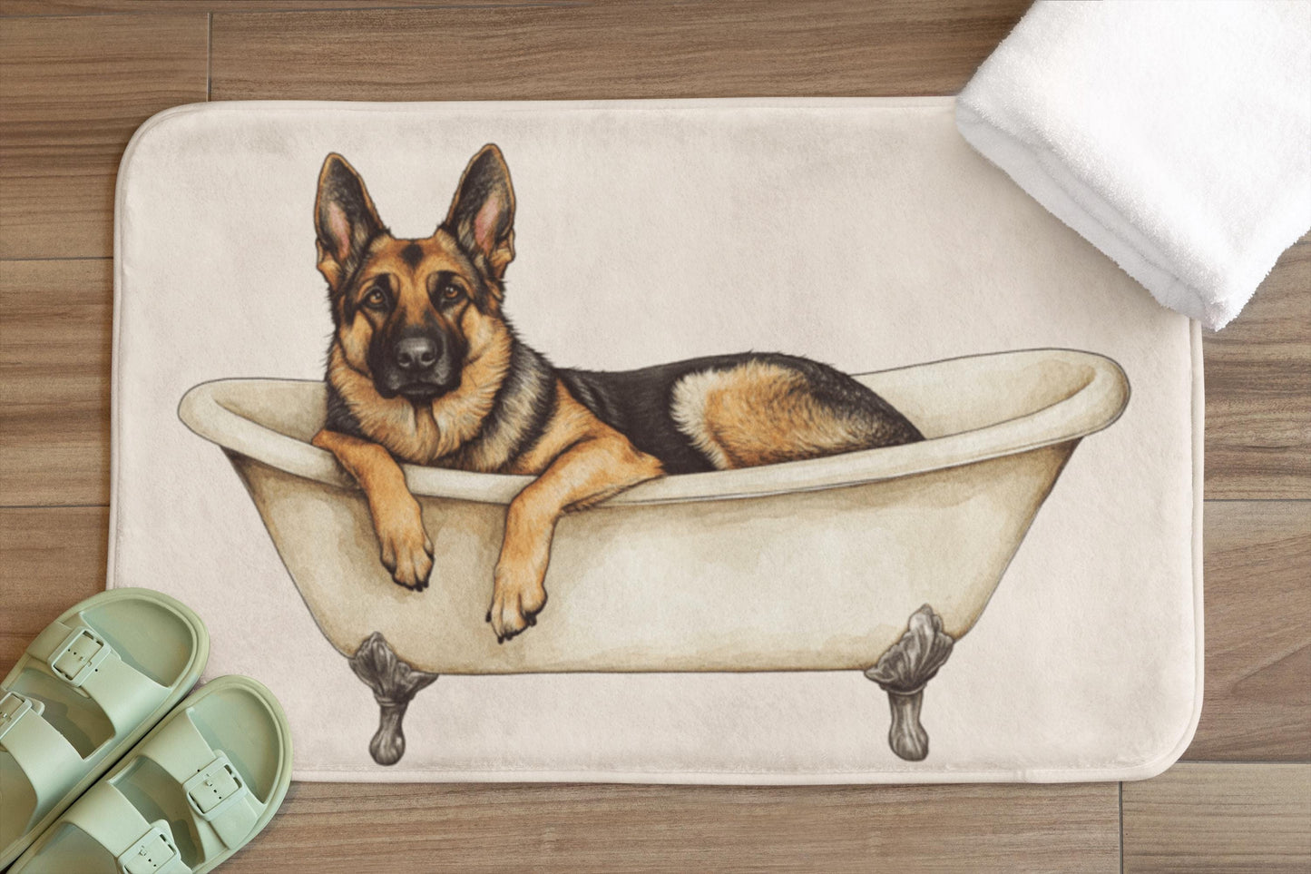 German Shepherd Bath Mat – Cute Dog Bathroom Rug for Pet Owners