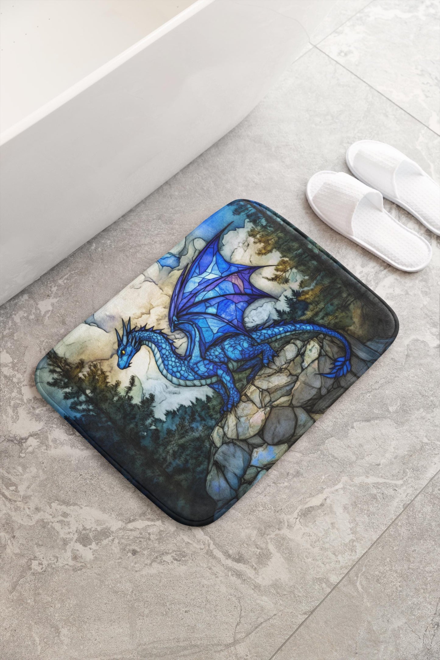 Blue Dragon Bath Mat – Fantasy Bathroom Decor