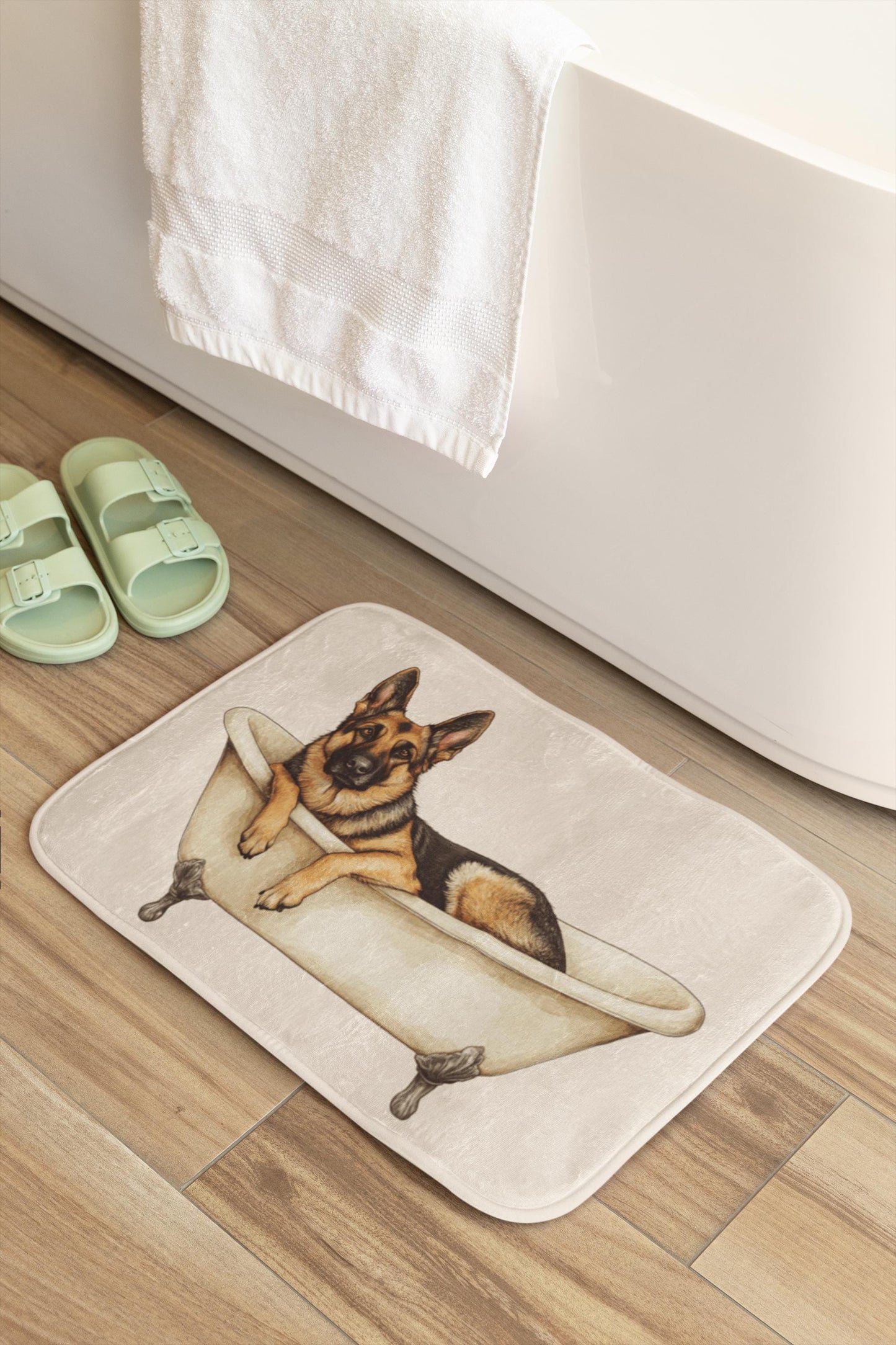 German Shepherd Bath Mat – Cute Dog Bathroom Rug for Pet Owners