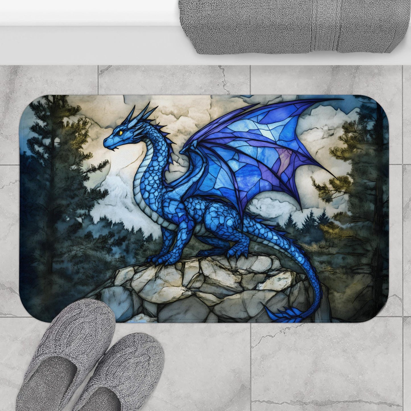 Blue Dragon Bath Mat – Fantasy Bathroom Decor