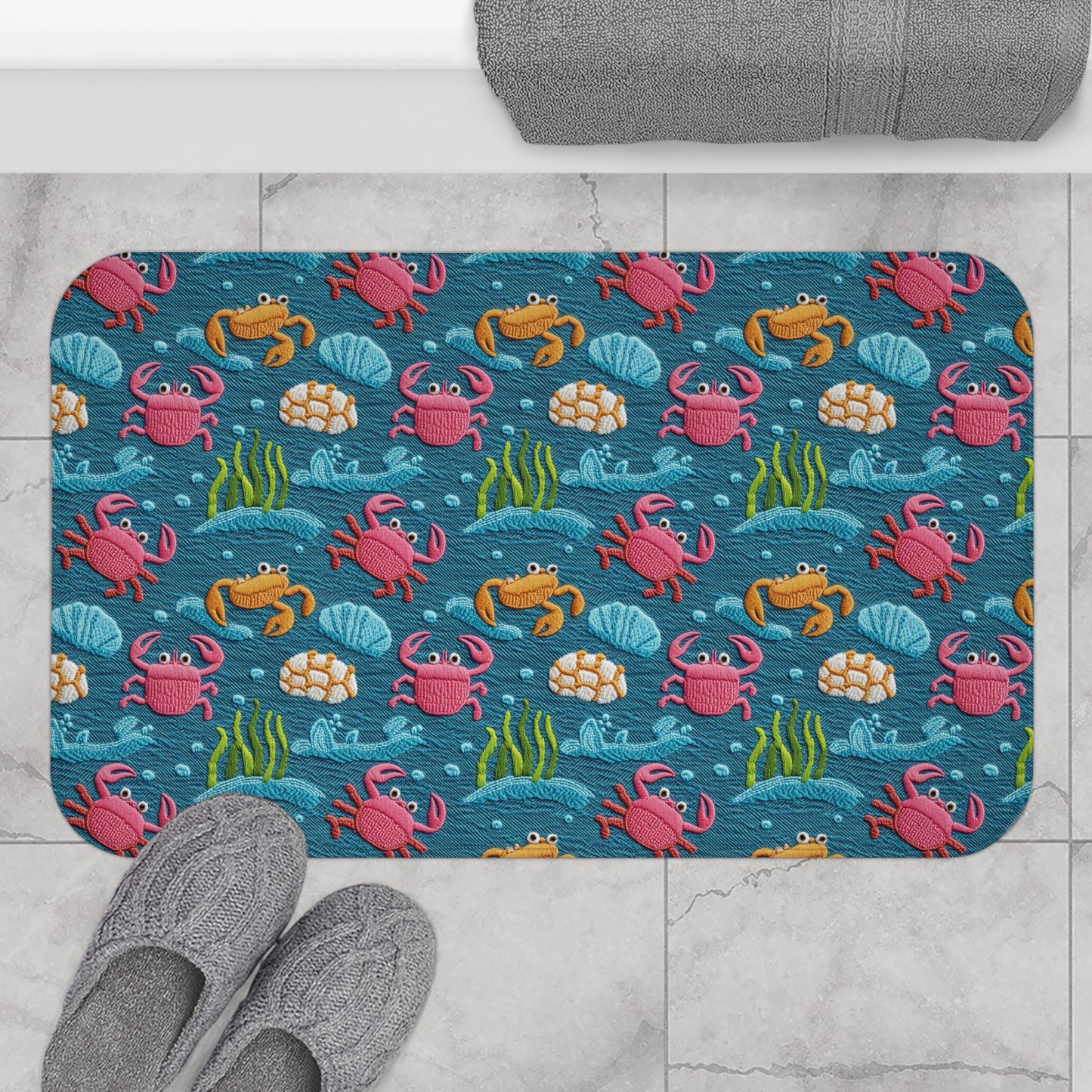 Crab Bath Mat – Coastal Beach Bathroom Decor