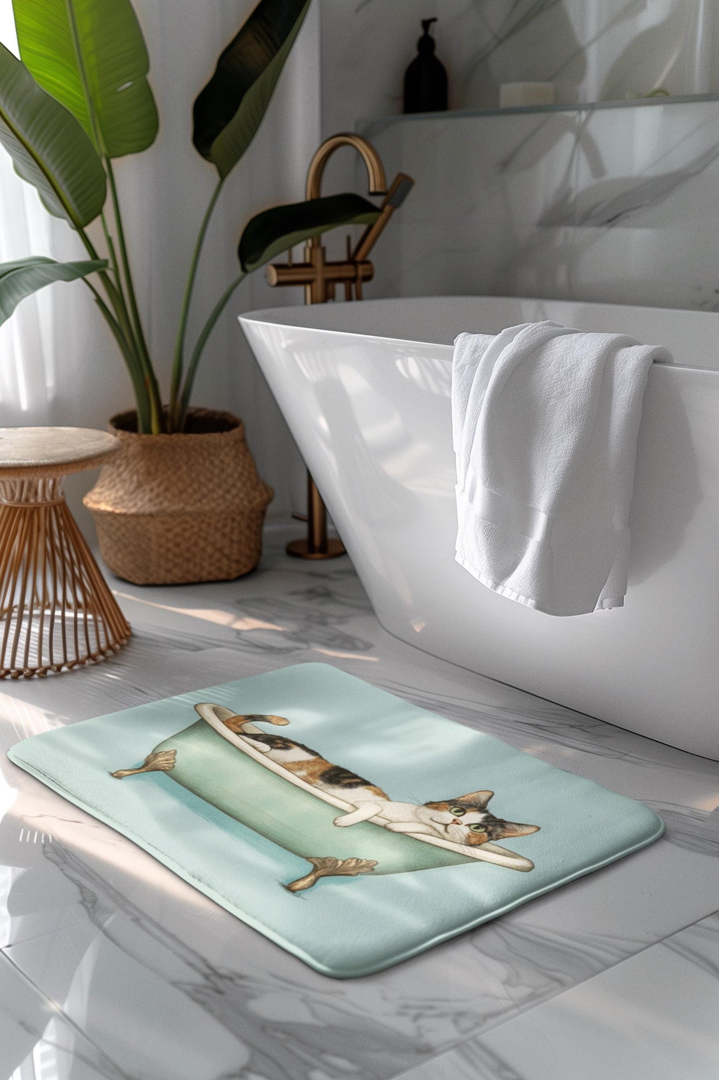 Cat Bath Mat – Cute Cat Bathroom Rug, Kitty Decor, Soft Non-Slip