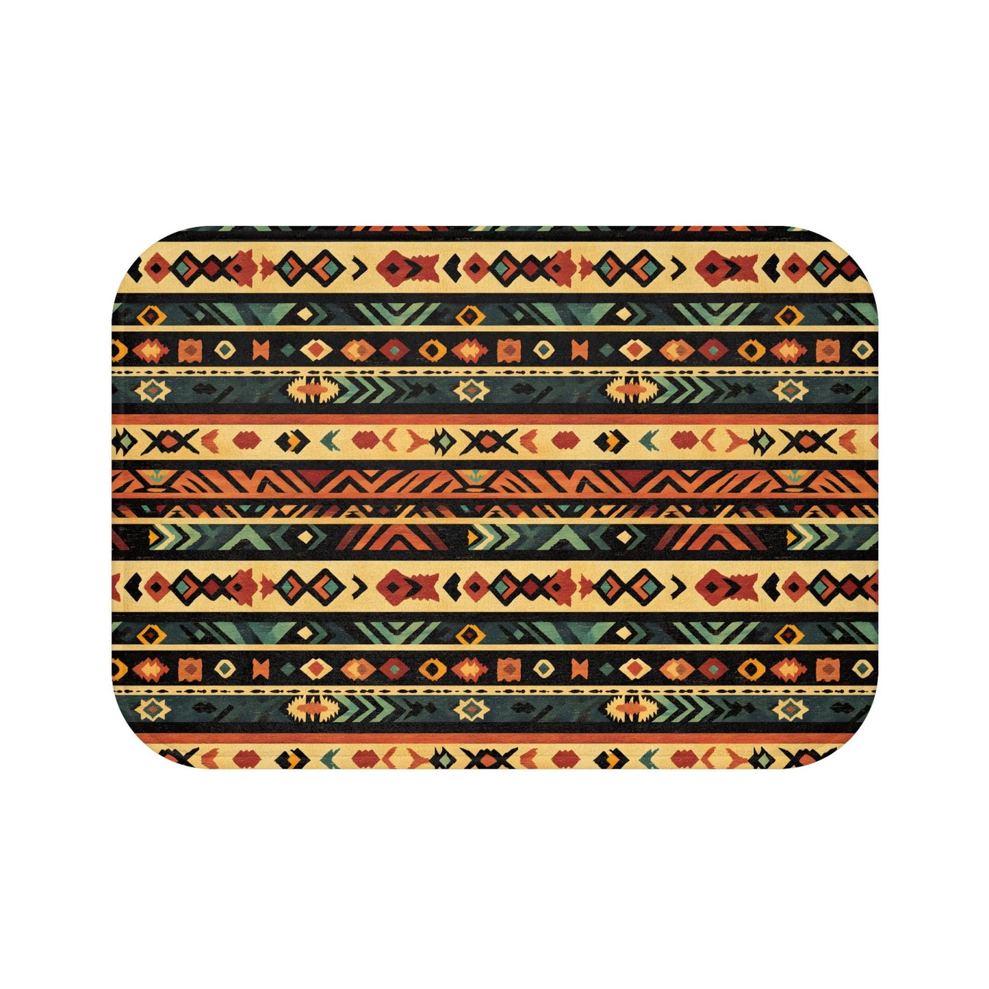 Southwestern Bath Mat – Rustic Boho Bathroom Rug with Tribal Pattern