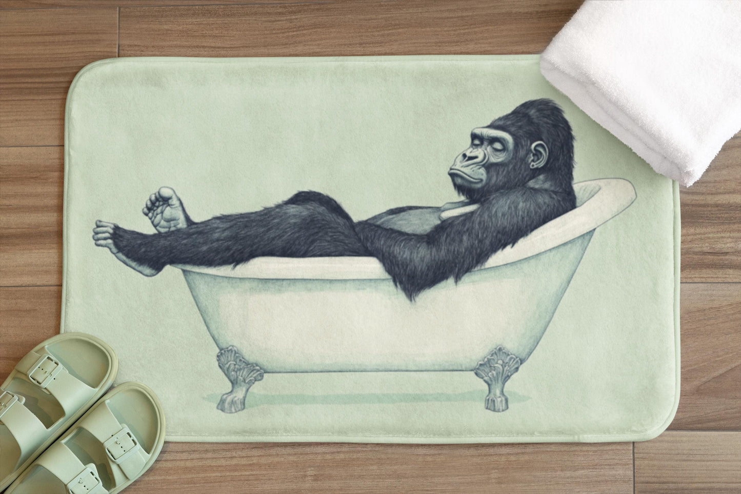 Gorilla Bath Mat – Jungle Animal Bathroom Rug, Safari Decor