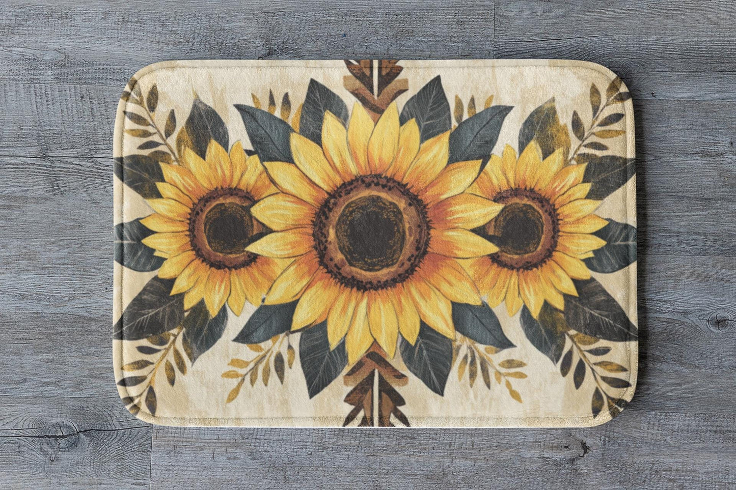 Sunflower Bath Mat – Rustic Farmhouse Bathroom Rug