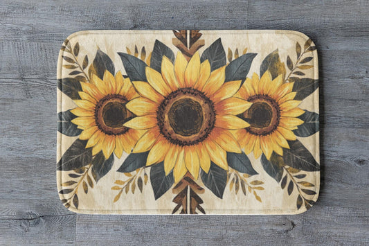 Sunflower Bath Mat – Rustic Farmhouse Bathroom Rug