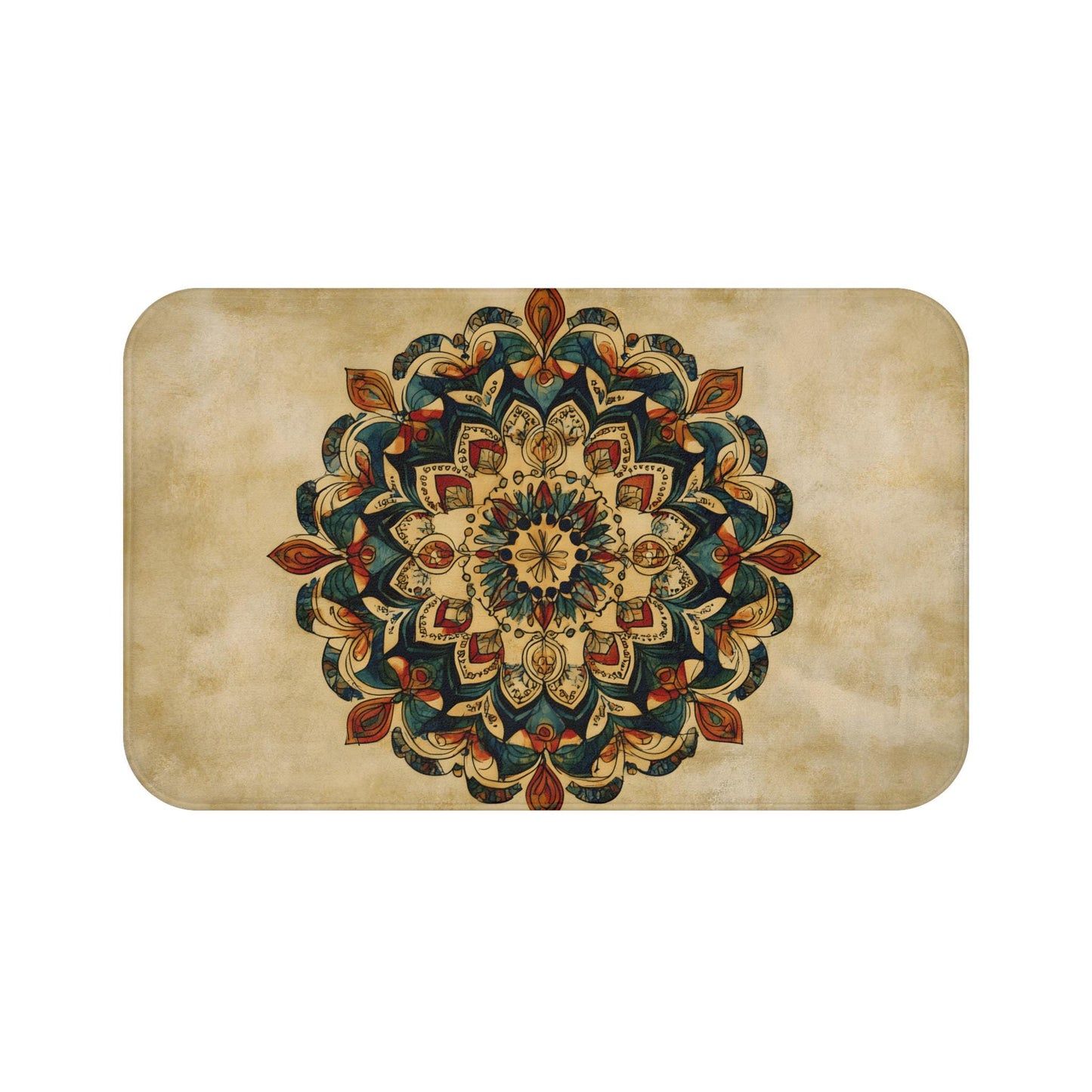 Mandala Bath Mat – Colorful Boho Spiritual Rug, Artistic Bathroom Accent